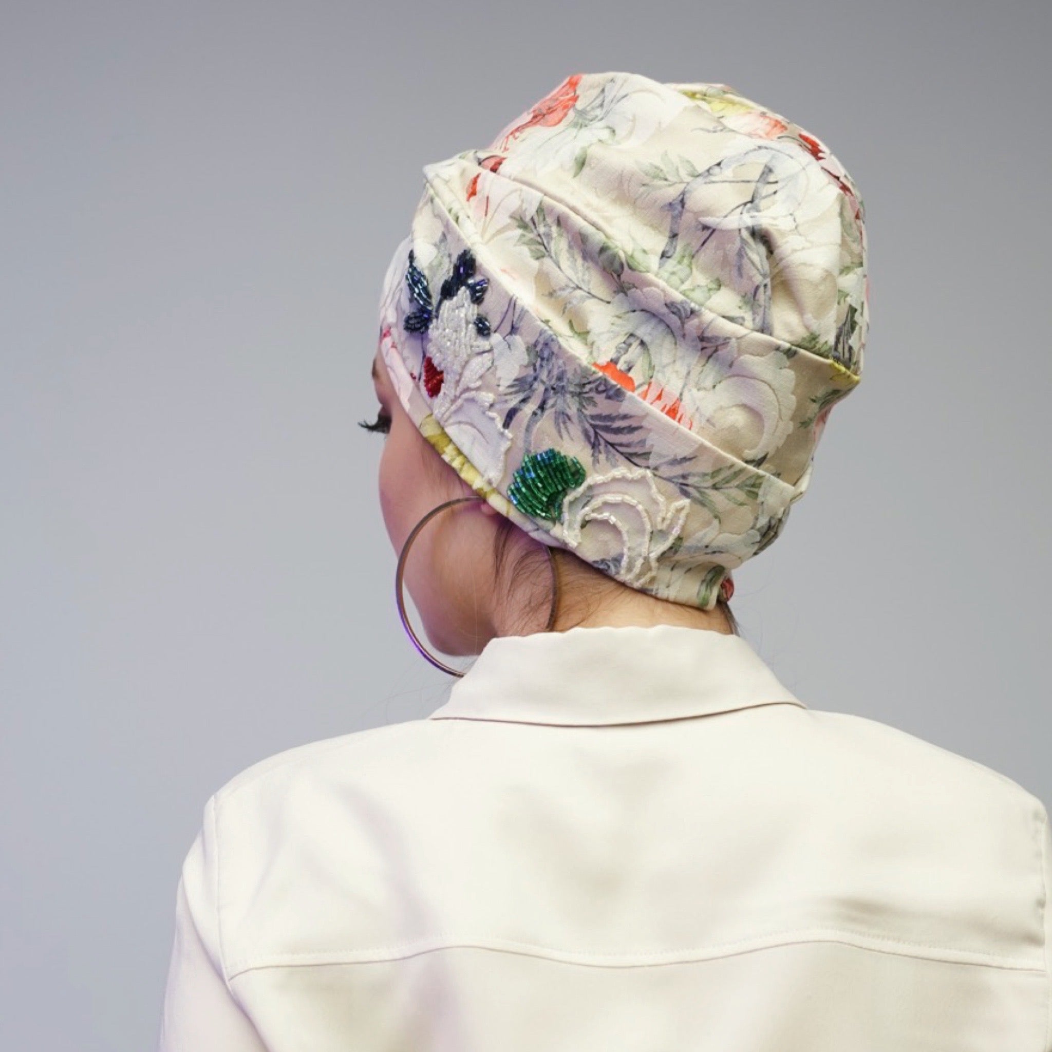 Boncuk İşlemeli Bone - Portatif Bant Detayı - Çok Renkli - BitterColors