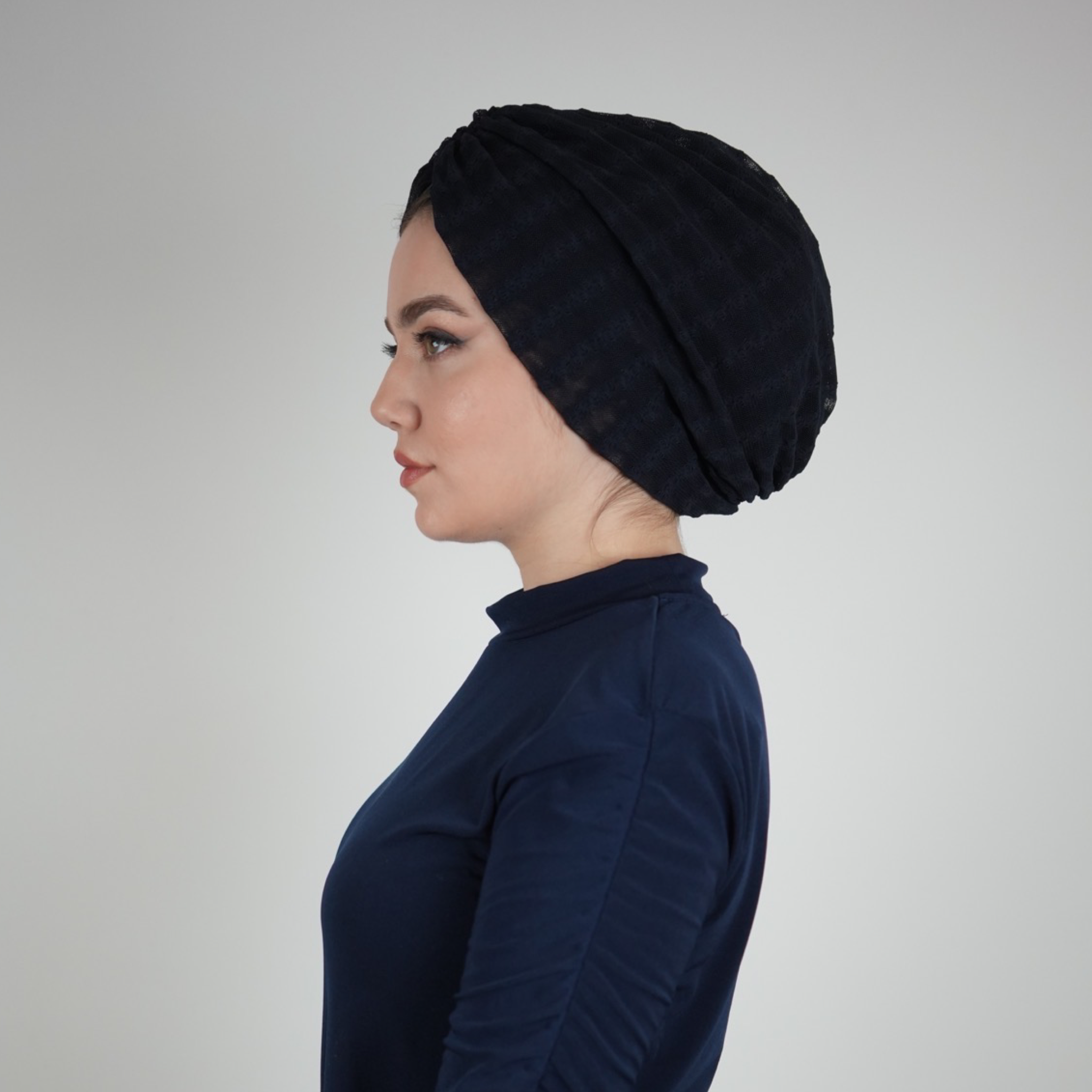 Betulle Büzgüllü Bone - Çift Taraflı - Esnek Tül Kumaş - Siyah Renk - BitterColors