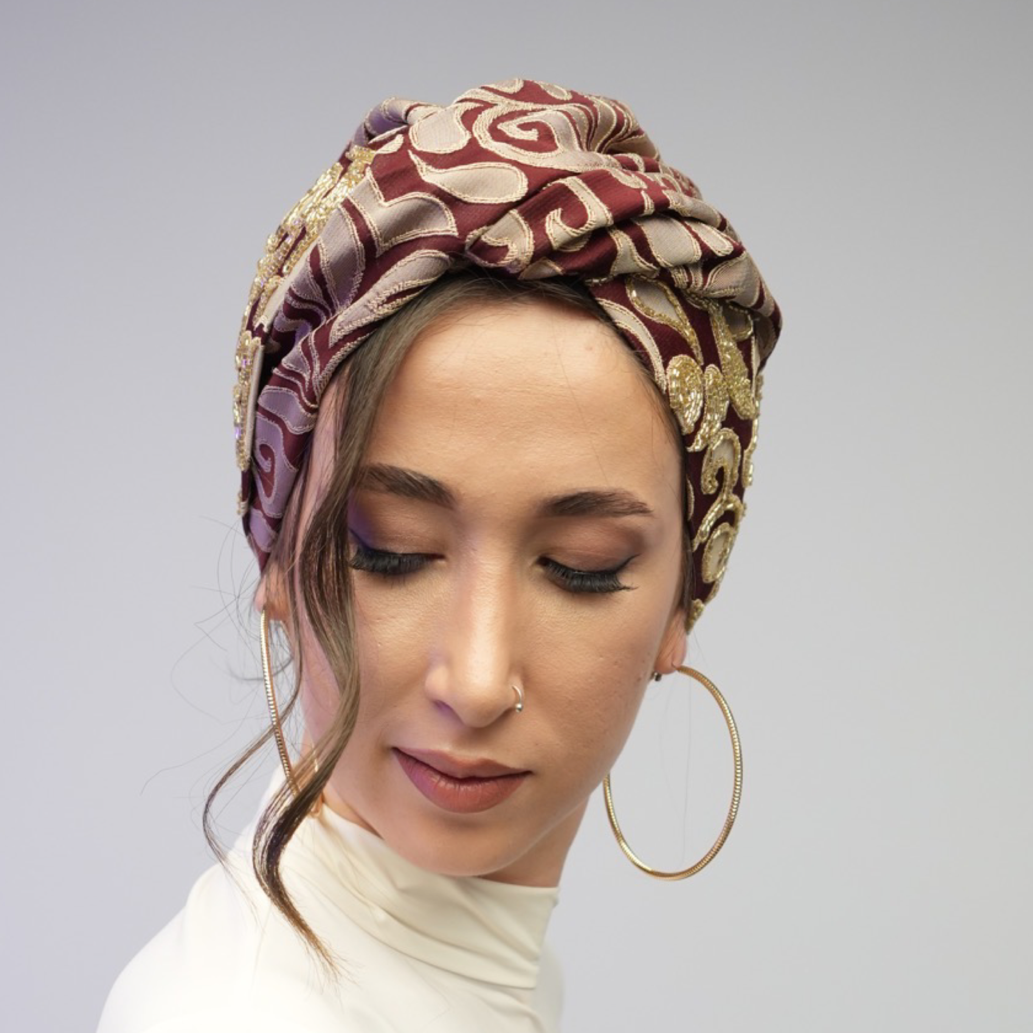 Boncuk İşlemeli Bone - Portatif Bant Detayı - Çok Renkli - BitterColors