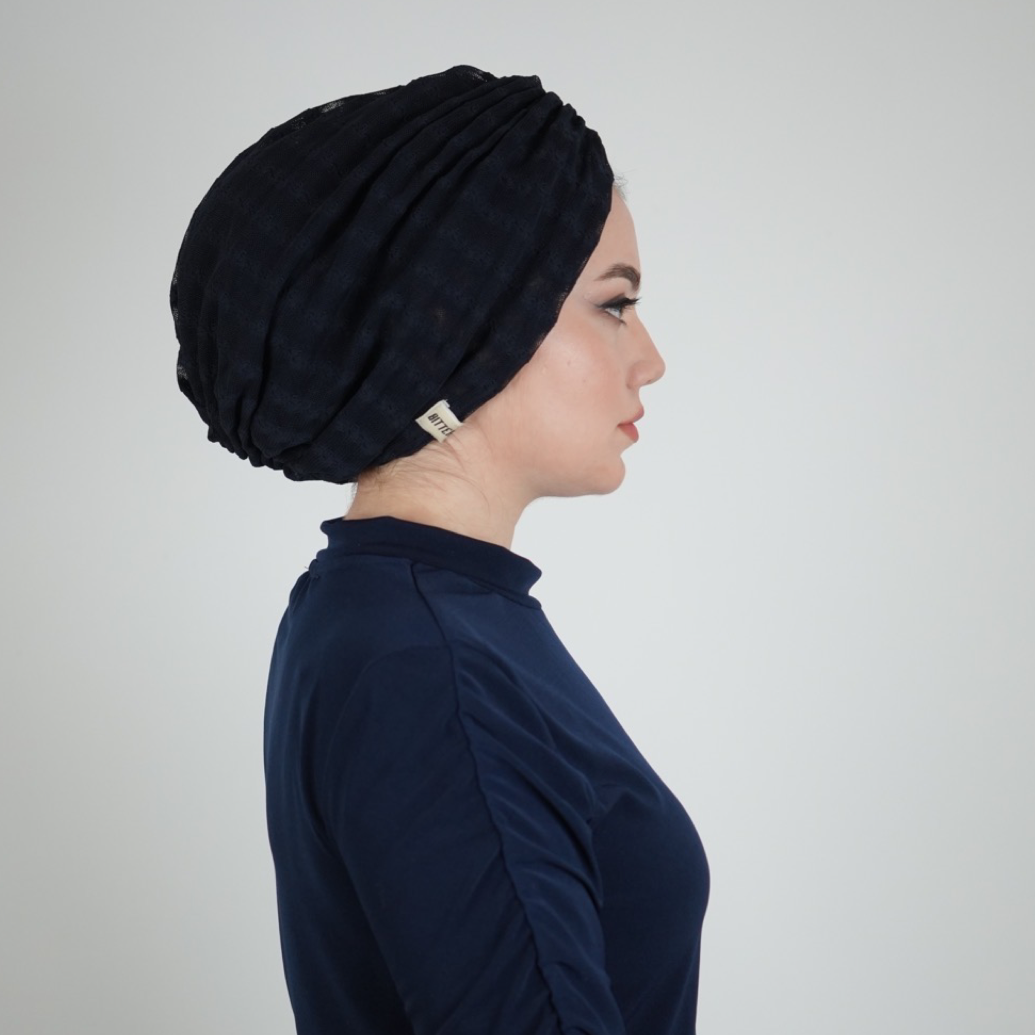 Betulle Büzgüllü Bone - Çift Taraflı - Esnek Tül Kumaş - Siyah Renk - BitterColors