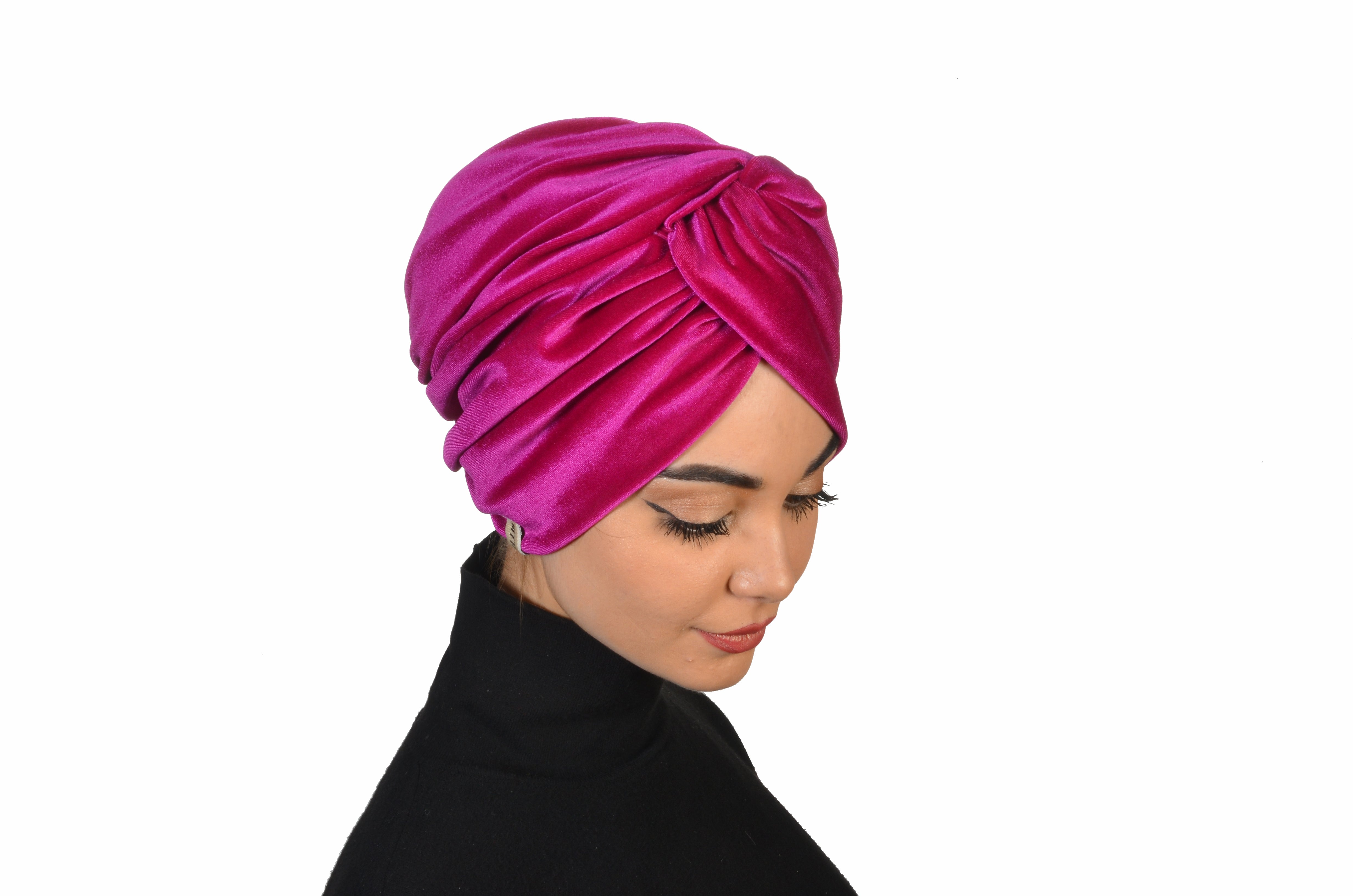 Burgulu Kadife Kumaş Bone - Çift Taraflı - Fuşya Rengi - BitterColors
