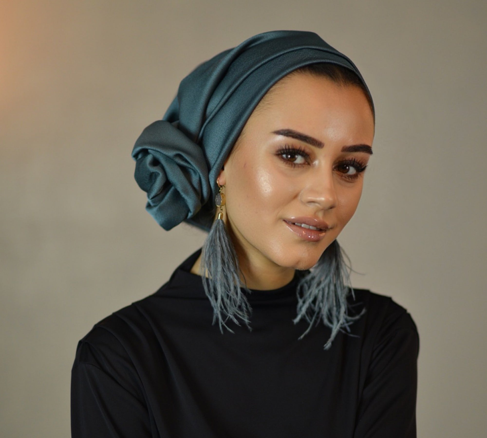 Dubai Krep Saten Bone - Bağlamalı Bone - BitterColors