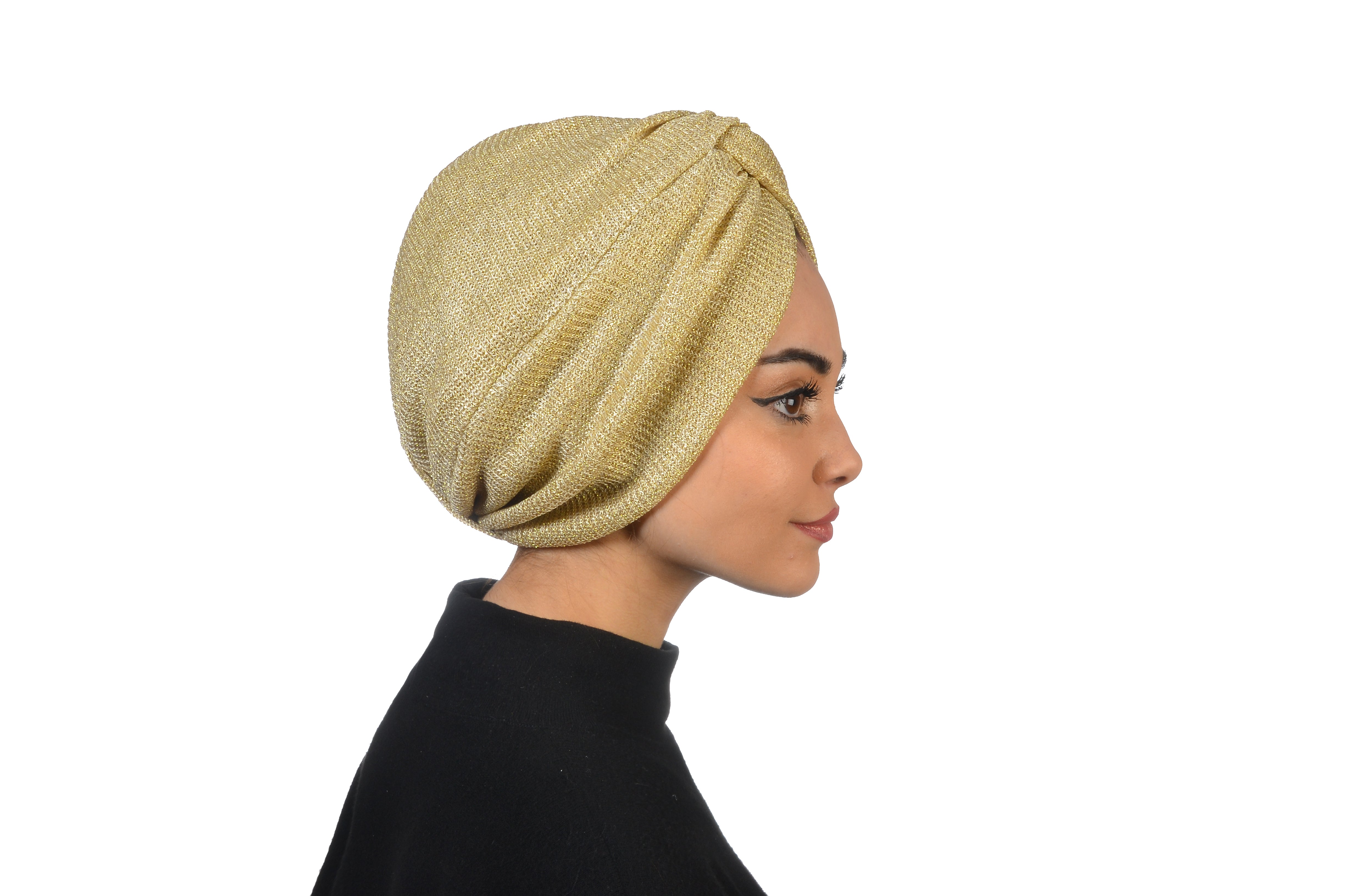 Burgulu Örme Bone - Esnek Triko Kumaş - Altın Rengi - BitterColors