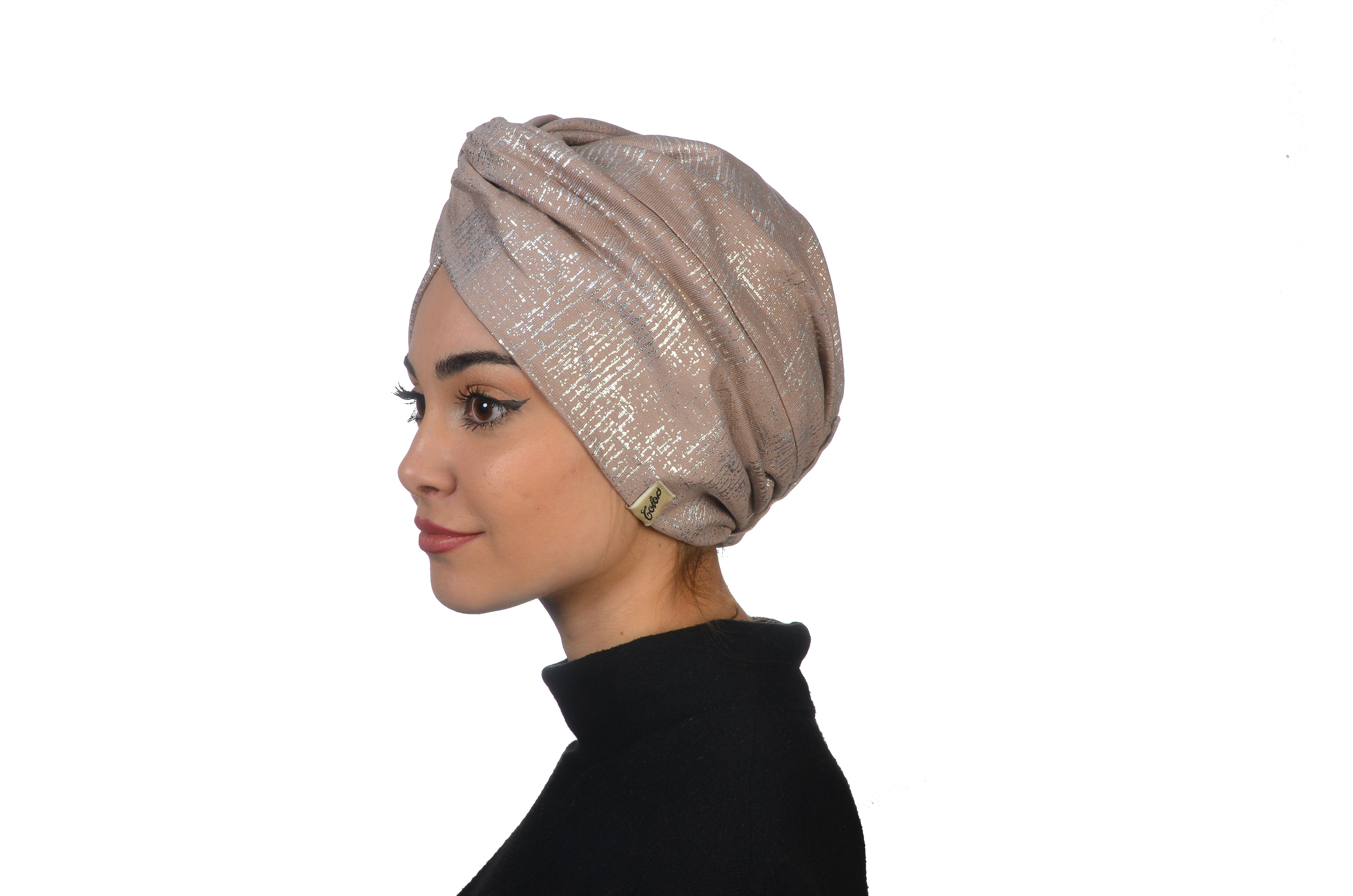 Burgulu Penye Bone - Simli Kumaş - Pudra Pembe - BitterColors