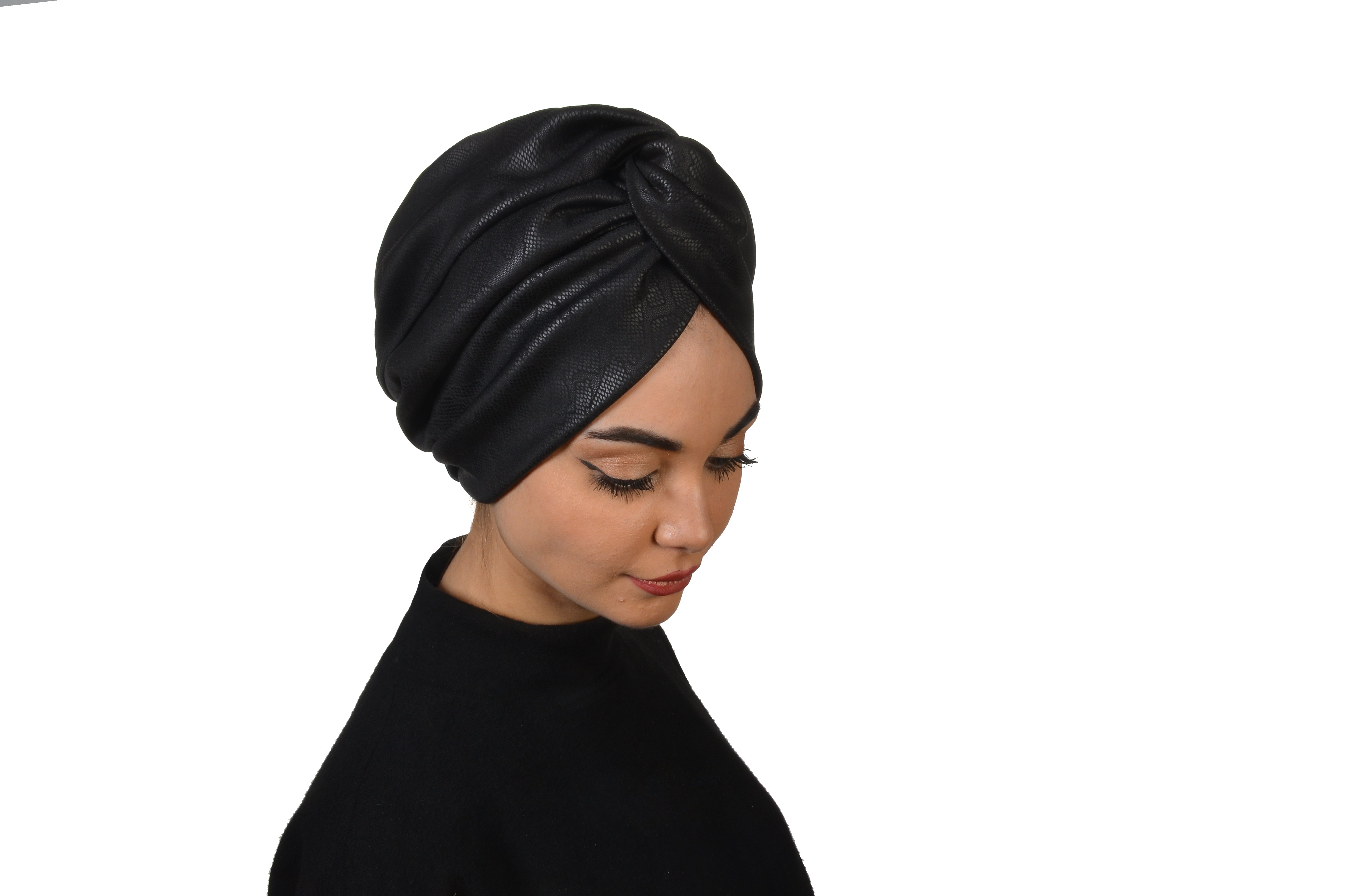 Sahara Vegan Deri Burgulu Bone - Çift Taraflı - Kalın Kumaş - Siyah Renk - BitterColors