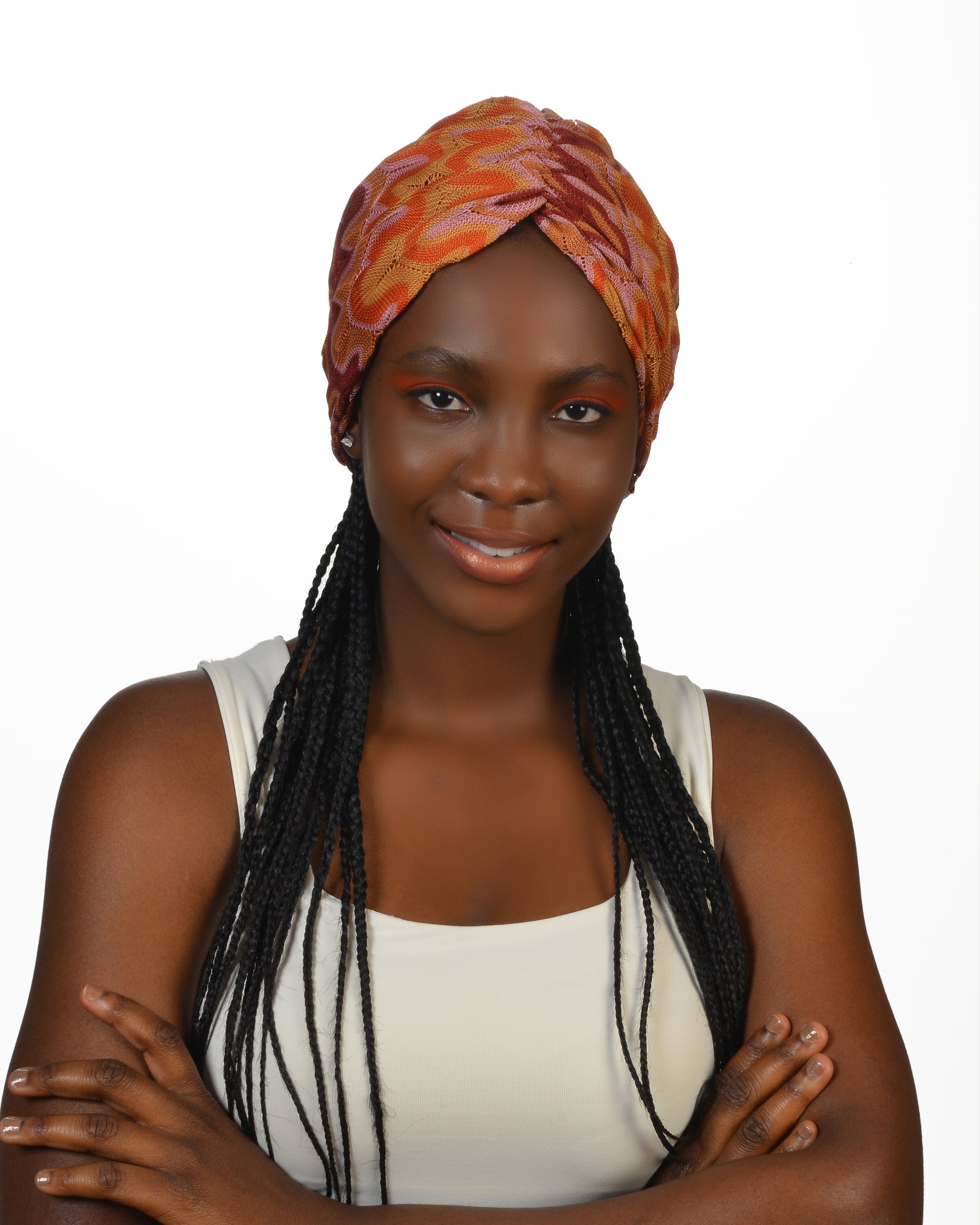 Suna Büzgülü Bone - Örme/Triko Kumaş - Çok Renkli/Turuncu - BitterColors