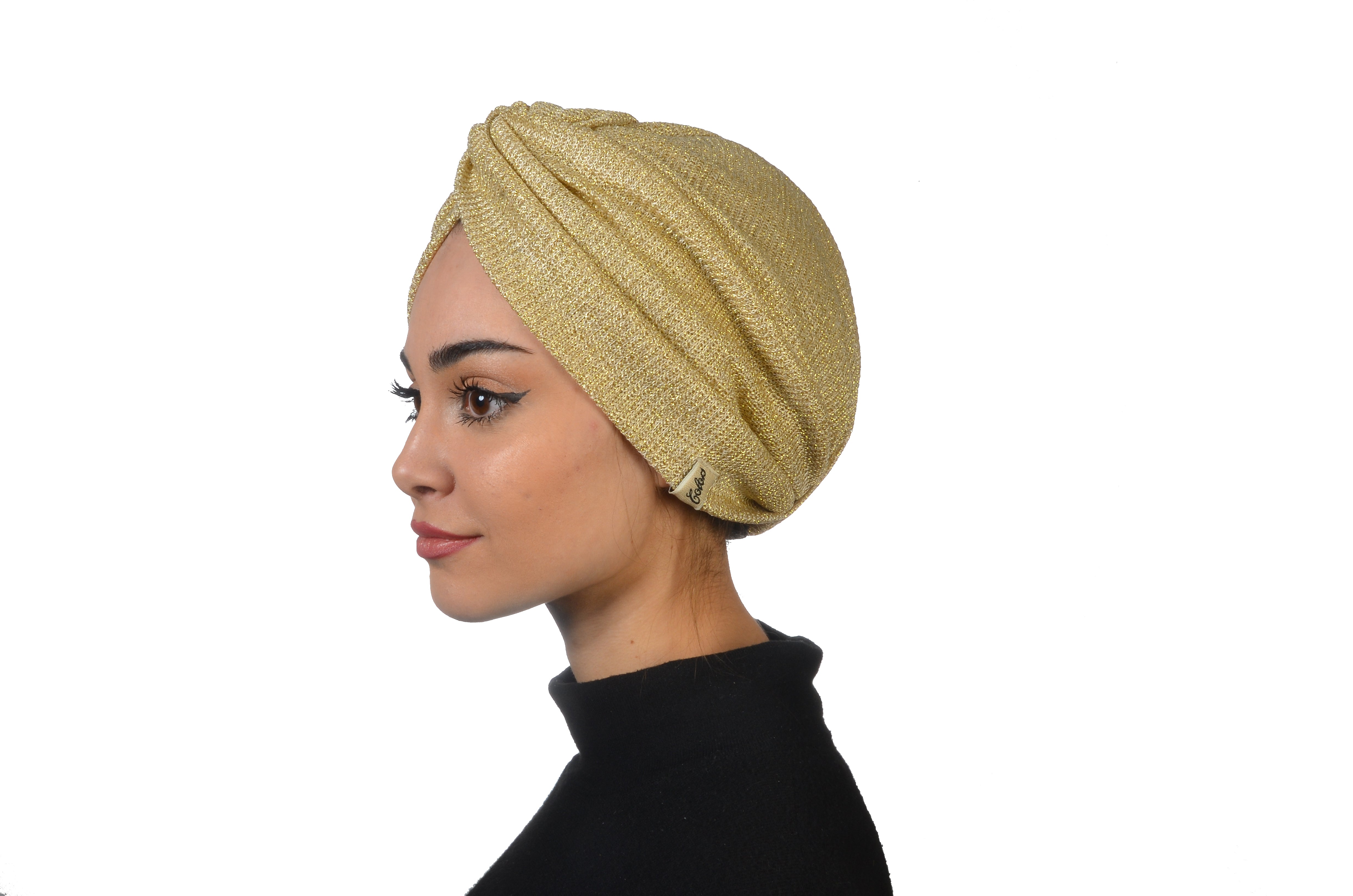 Burgulu Örme Bone - Esnek Triko Kumaş - Altın Rengi - BitterColors