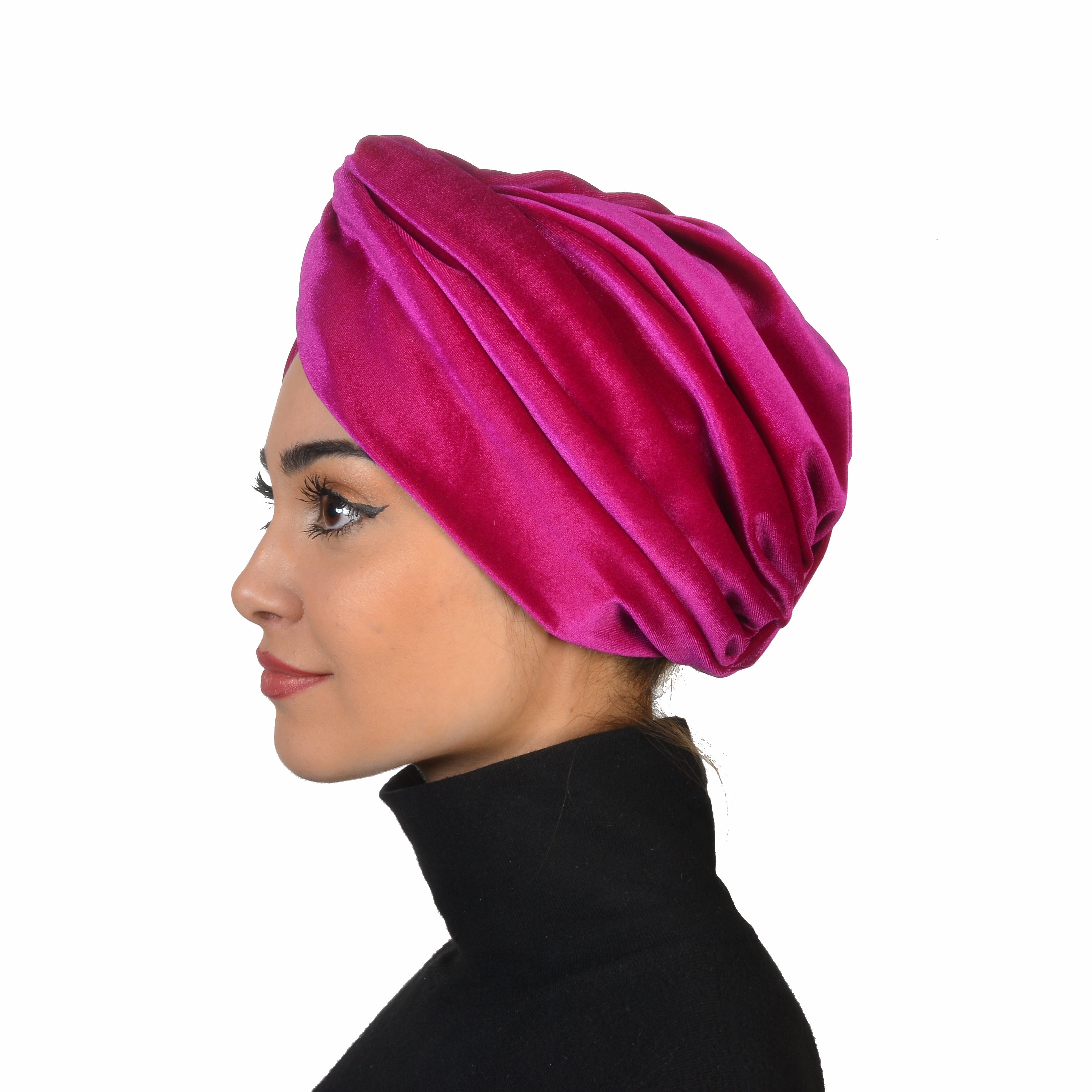 Burgulu Kadife Kumaş Bone - Çift Taraflı - Fuşya Rengi - BitterColors