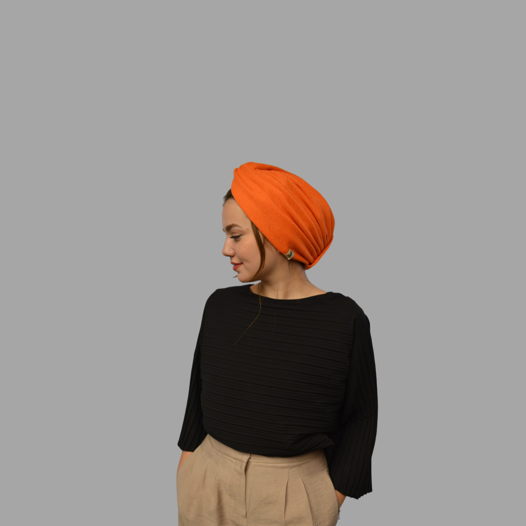 Twisted Beignet, Burgulu Bone - Esnek Triko Kumaş - Turuncu - BitterColors