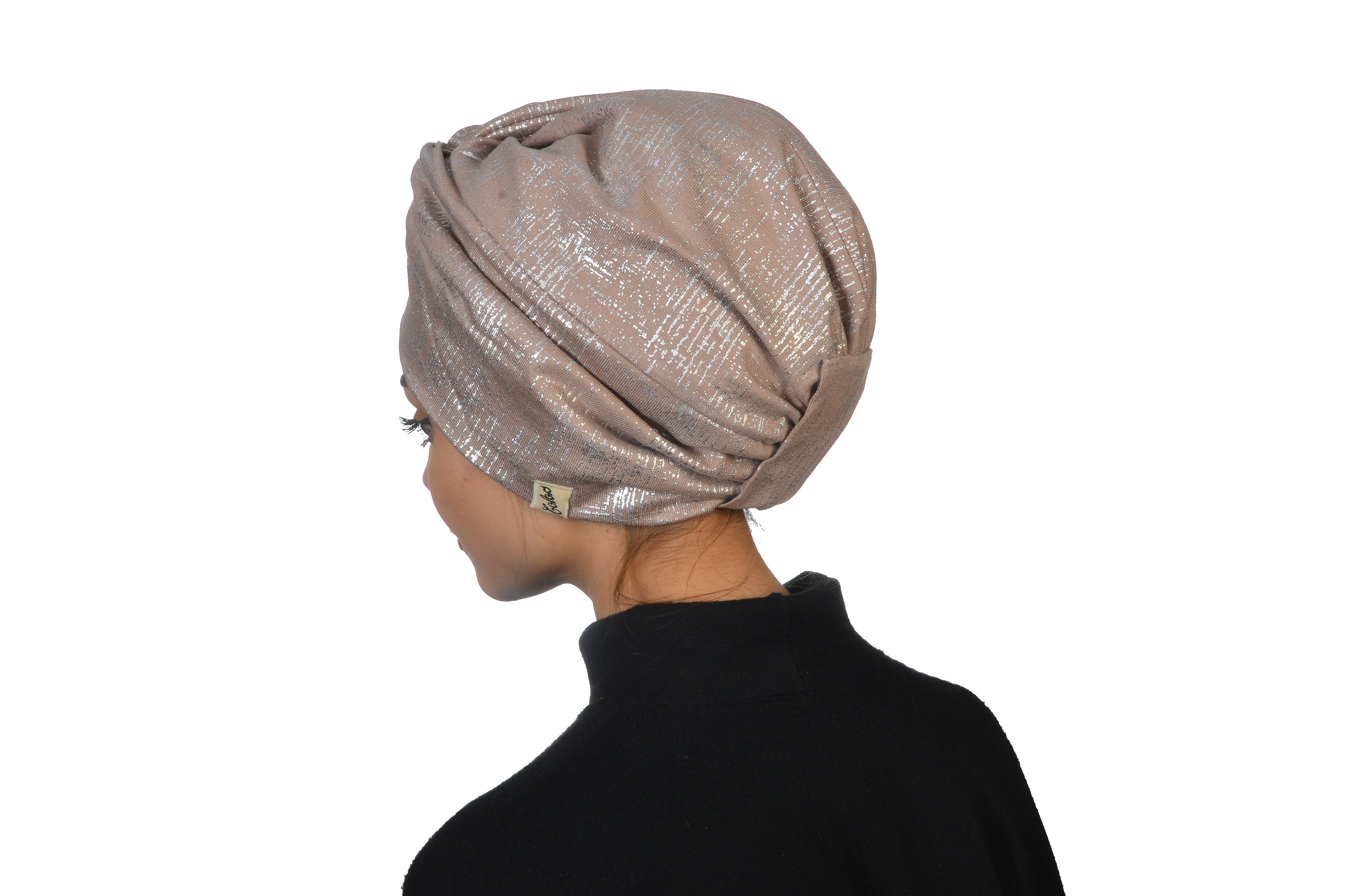 Burgulu Penye Bone - Simli Kumaş - Pudra Pembe - BitterColors