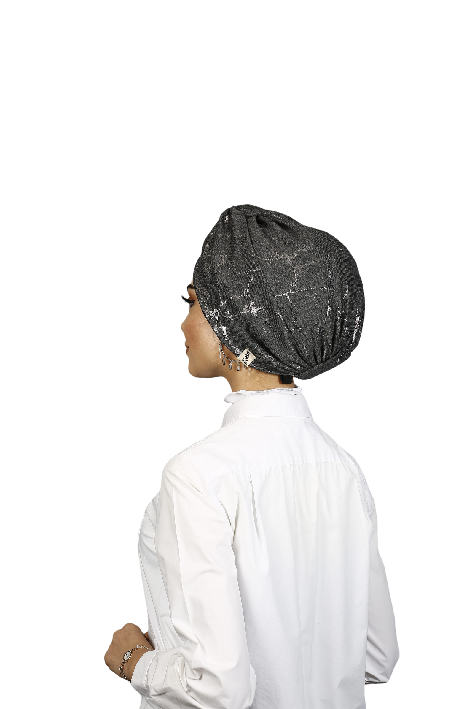 Burgulu Penye Bone - Simli Kumaş - Antrasit Rengi - BitterColors