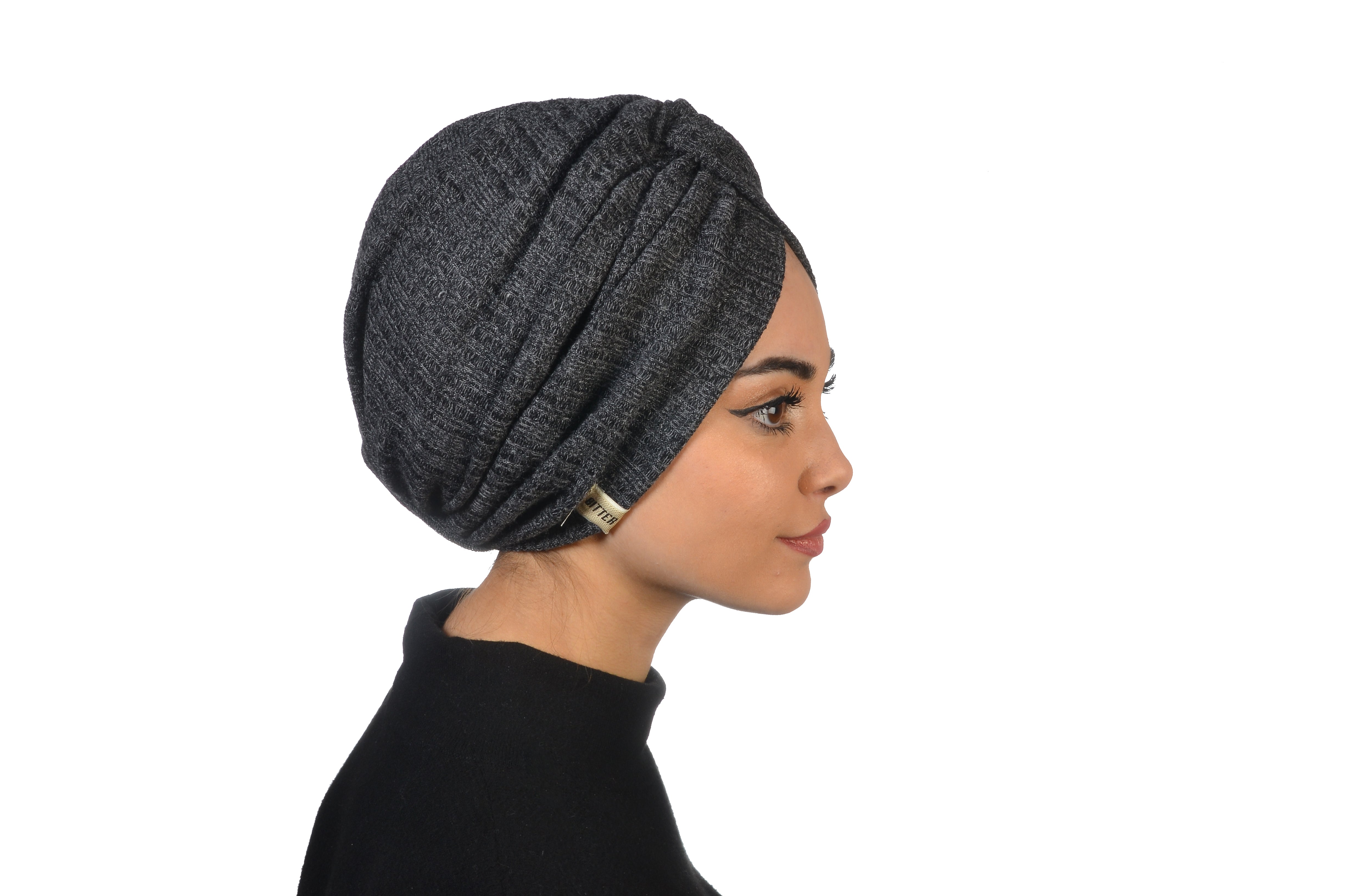 Burgulu Örme Bone - Esnek Triko Kumaş - Antrasit Rengi - BitterColors