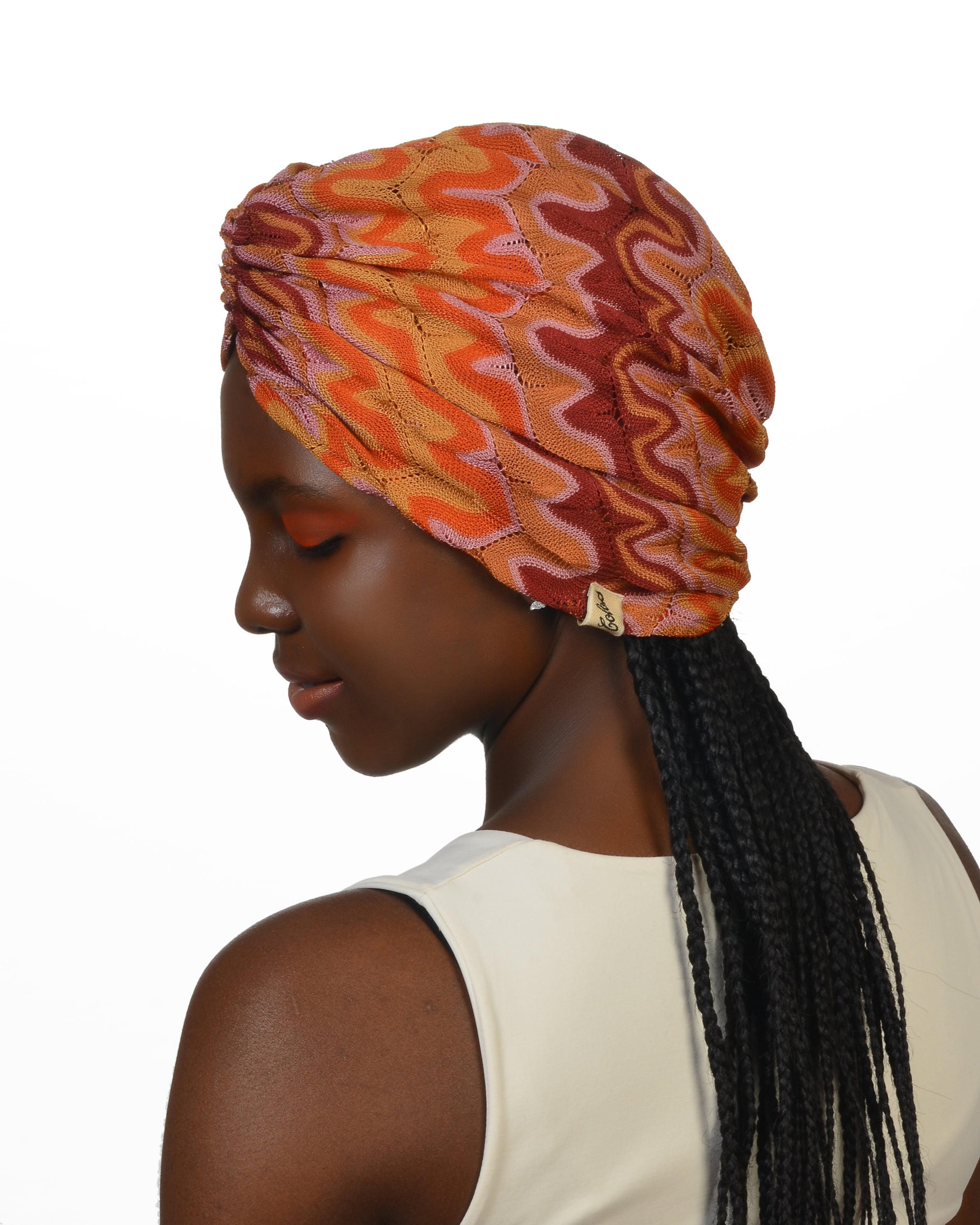 Suna Büzgülü Bone - Örme/Triko Kumaş - Çok Renkli/Turuncu - BitterColors