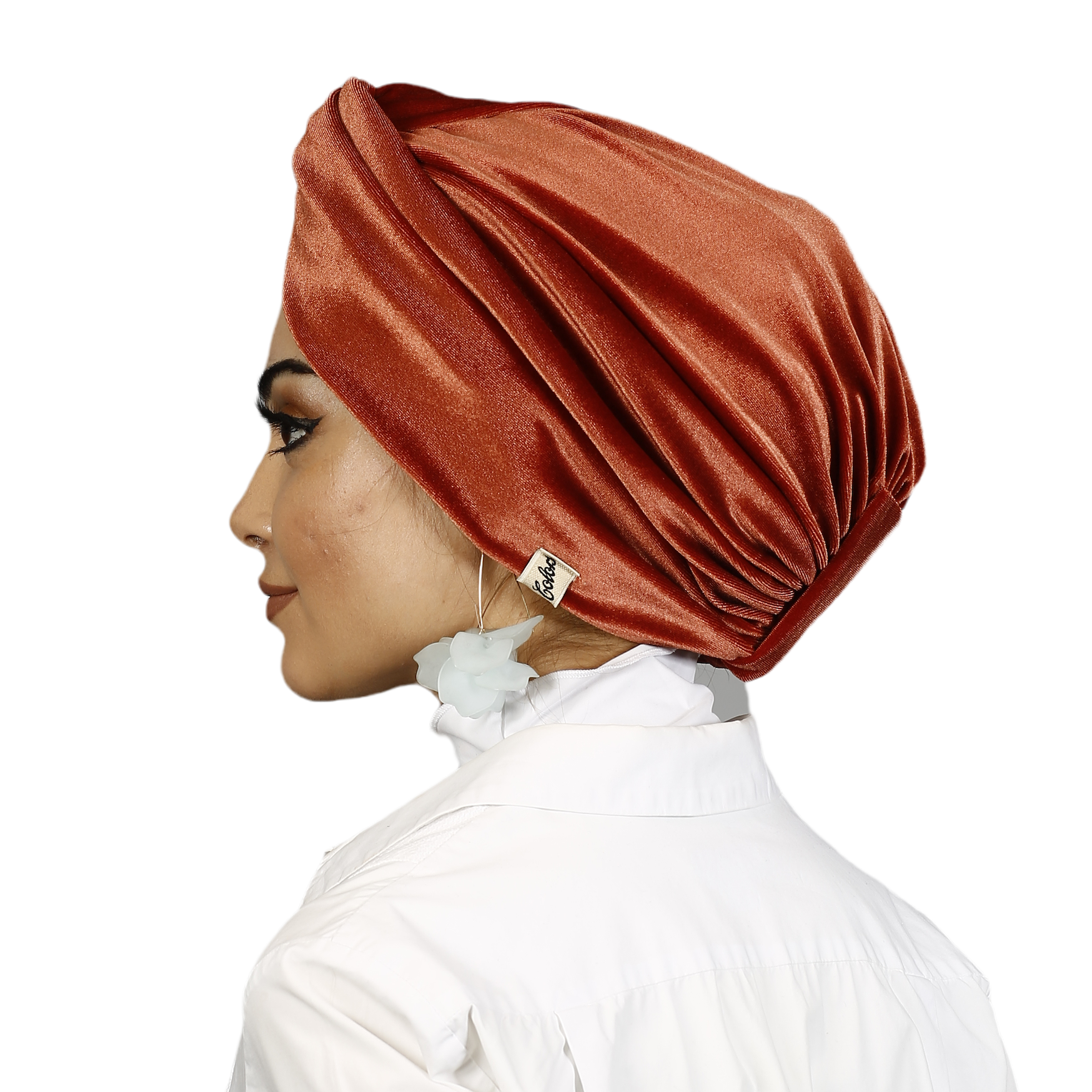 Burgulu Kadife Kumaş Bone - Çift Taraflı - Kiremit Rengi - BitterColors