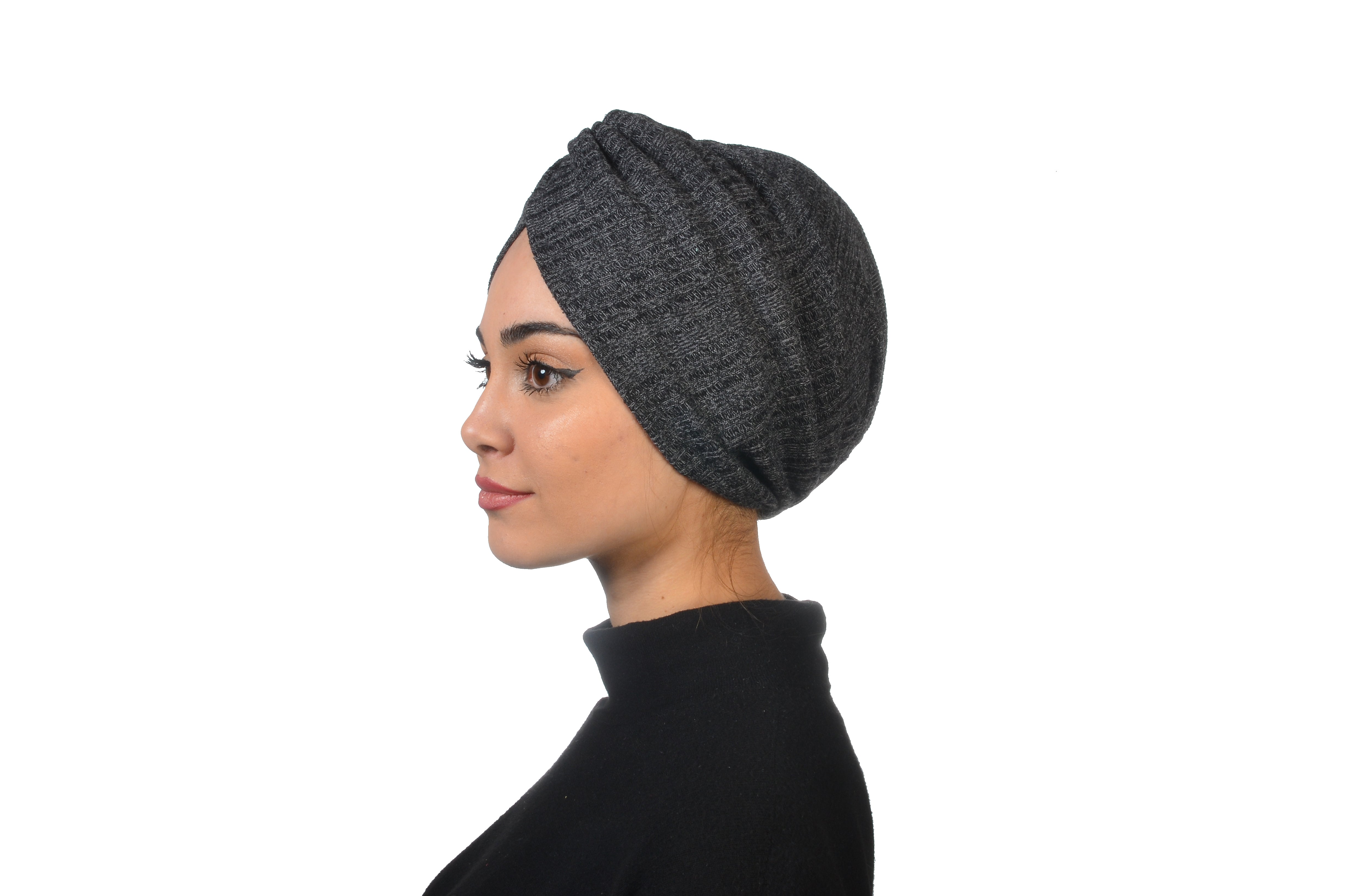 Burgulu Örme Bone - Esnek Triko Kumaş - Antrasit Rengi - BitterColors