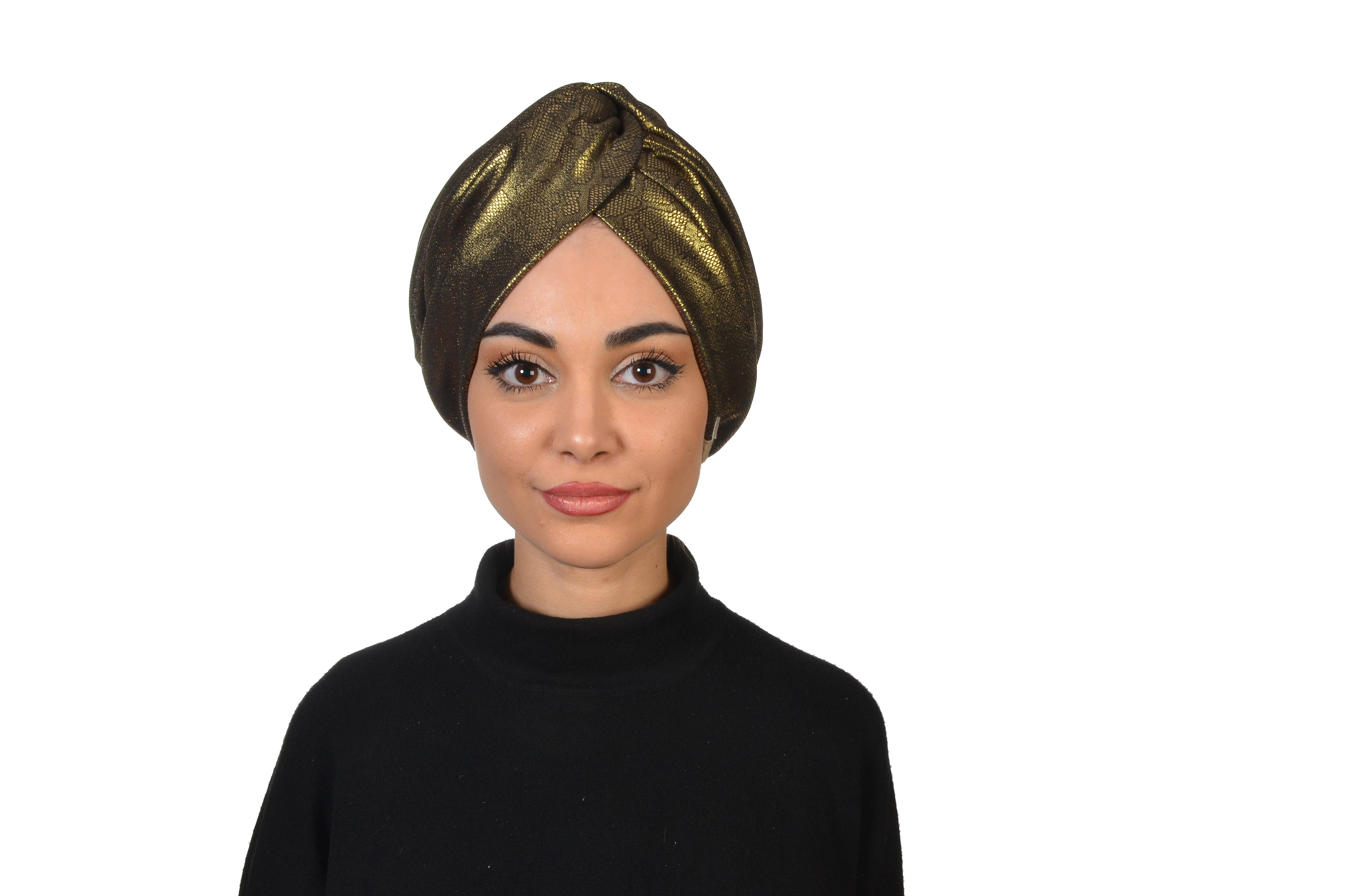 Sahara Deri Görünümlü Şık Bone - Esnek Kumaş - Altın Rengi - BitterColors