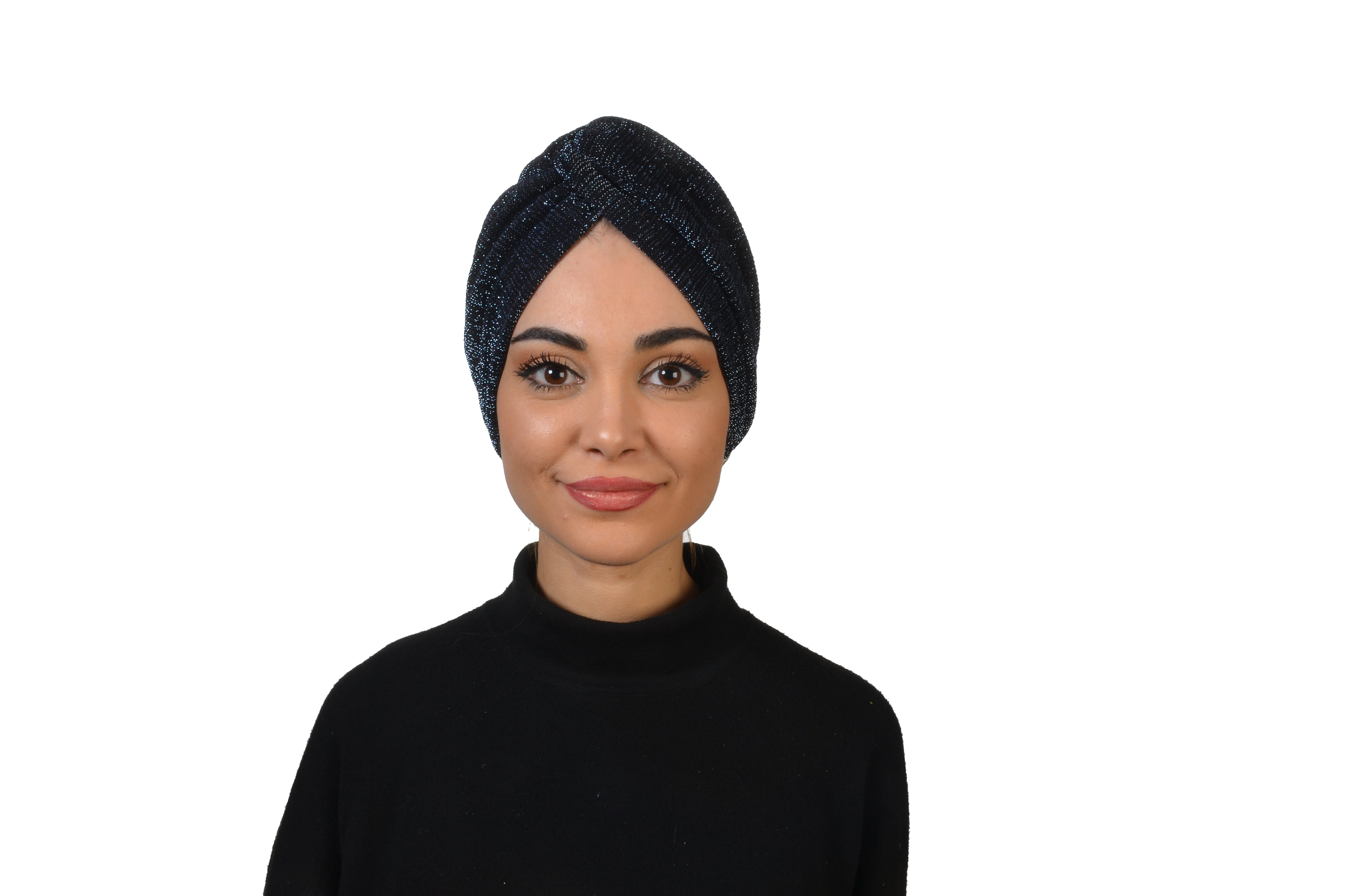 Burgulu Gece Mavisi Bone - Esnek Simli Kumaş - Çift Taraflı - BitterColors