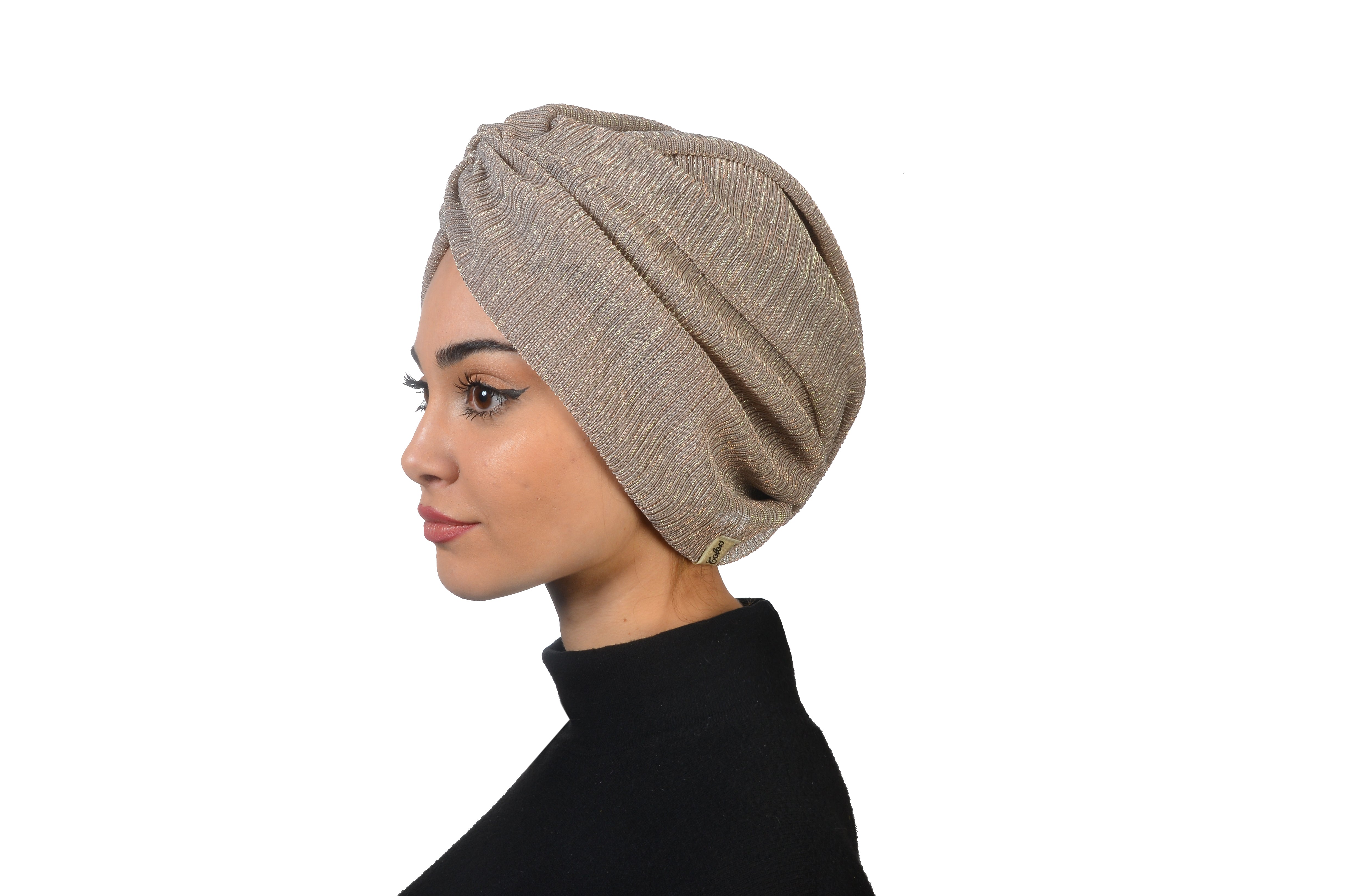 Burgulu Bone - Simli Pilise Kumaş - Krem Rengi - BitterColors