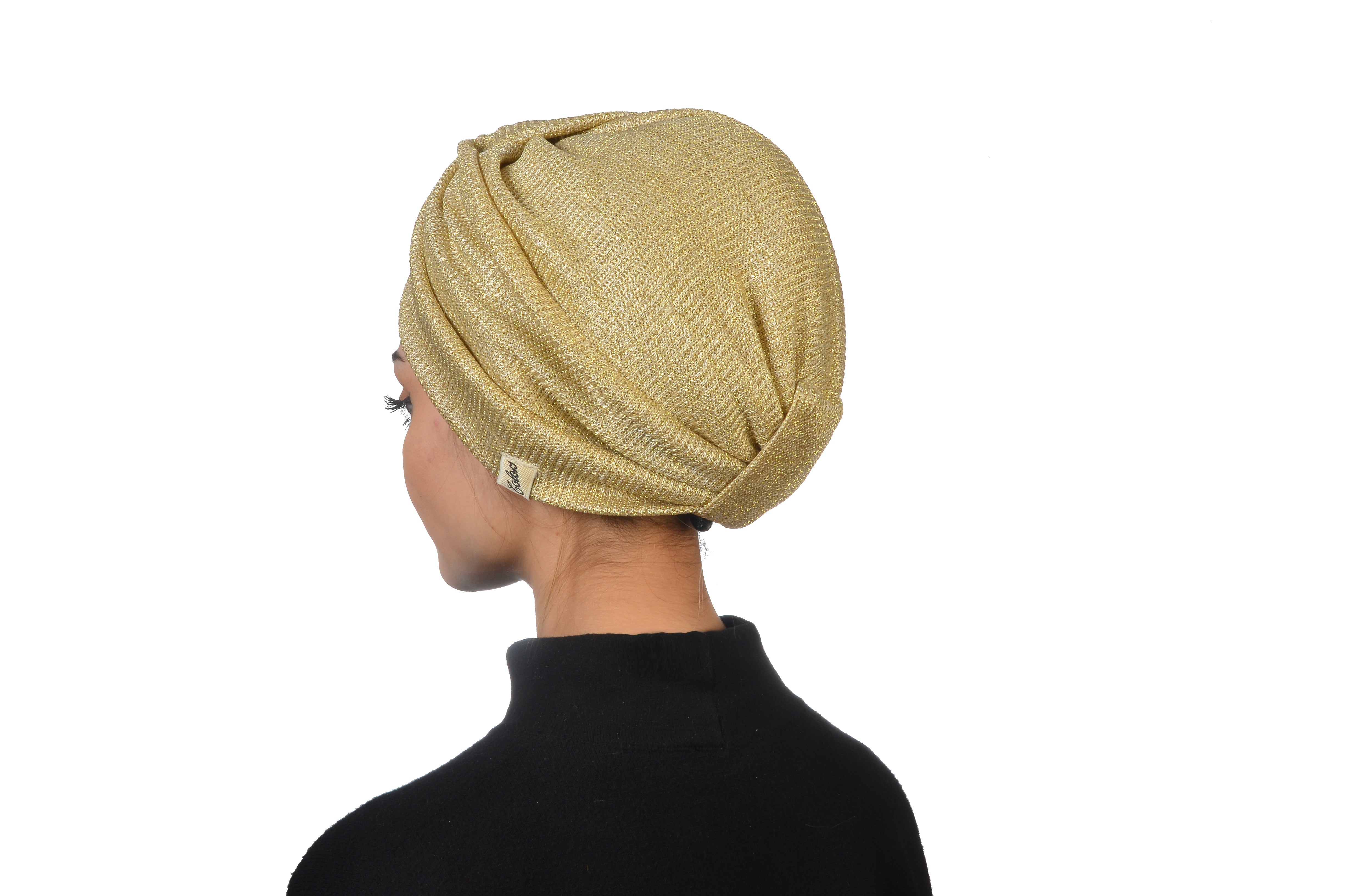 Burgulu Örme Bone - Esnek Triko Kumaş - Altın Rengi - BitterColors