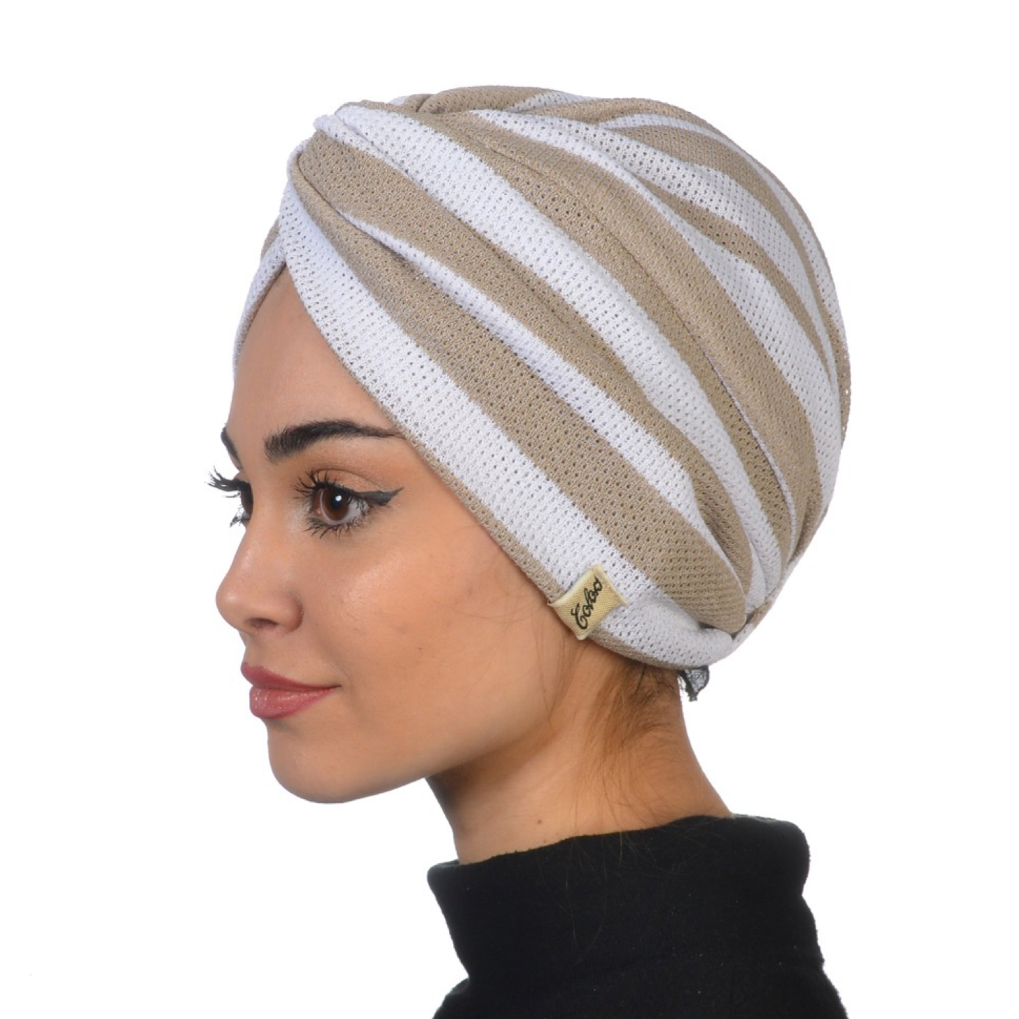 Beignet Burgulu Bone - Örme/Triko Kumaş - Çift Taraflı Kullanım - Beyaz/Bej Renkli - BitterColors