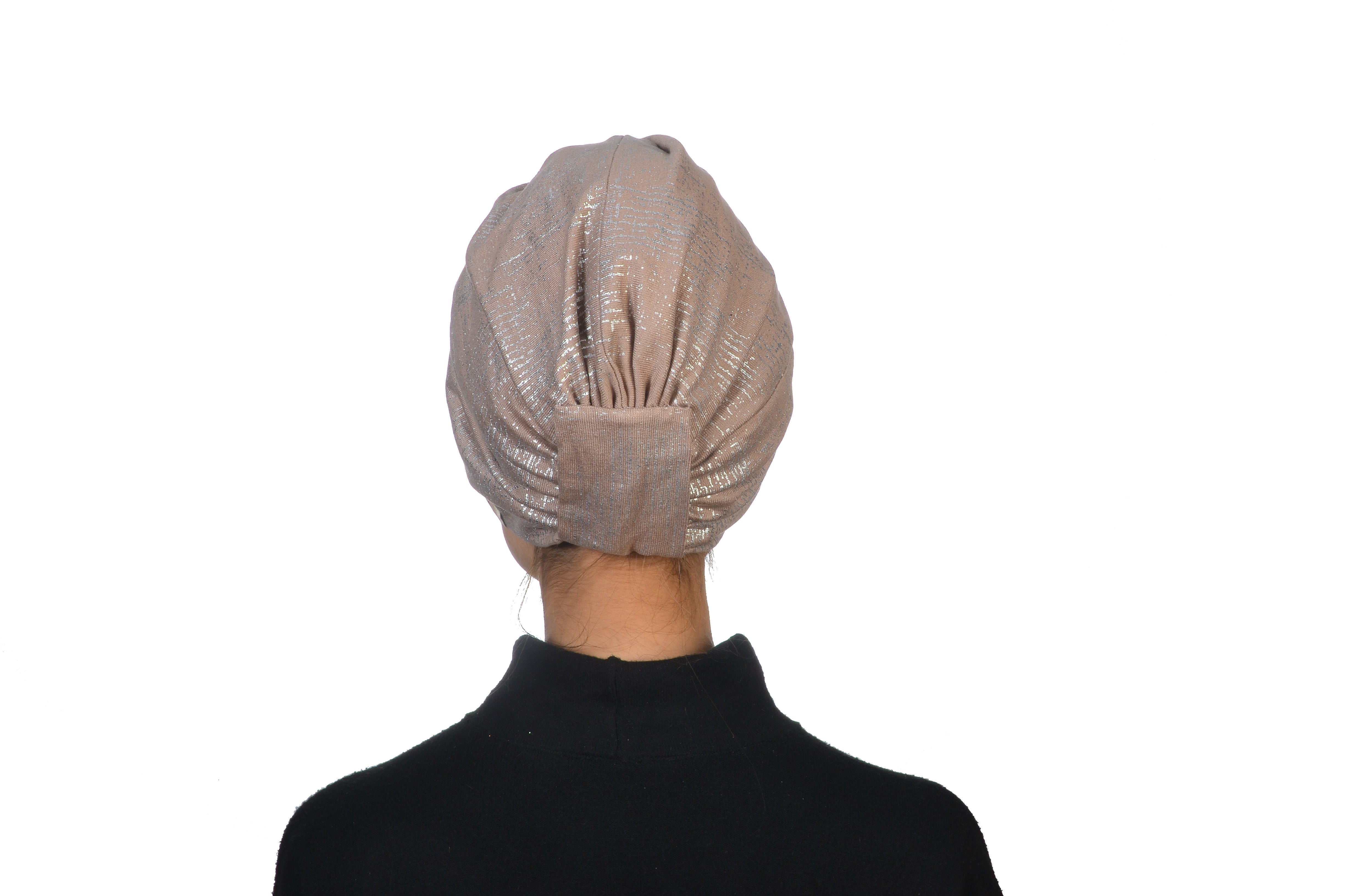 Burgulu Penye Bone - Simli Kumaş - Pudra Pembe - BitterColors