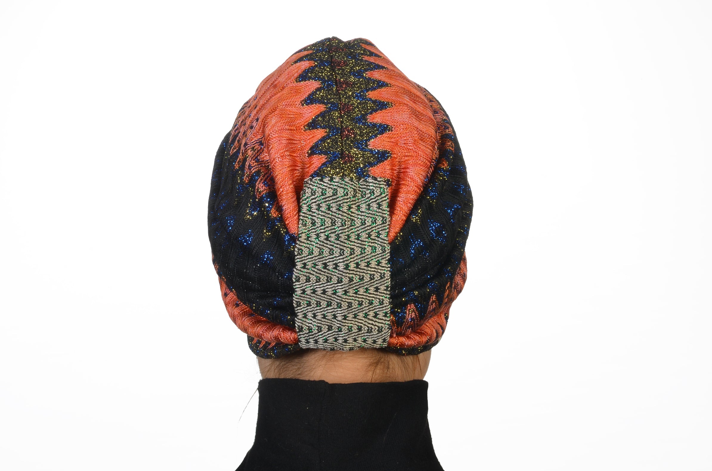 Burgulu ZikZak Bone - Örme Triko Kumaş - Çok Renkli/Turuncu - BitterColors