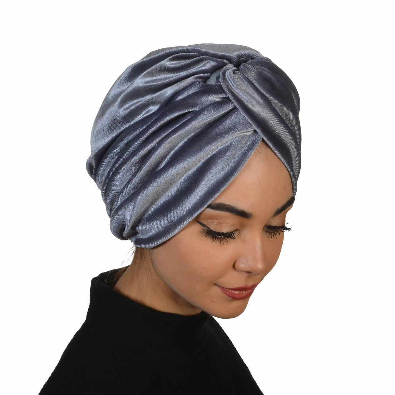 Burgulu Kadife Kumaş Bone - Çift Taraflı - Gri Renk - BitterColors