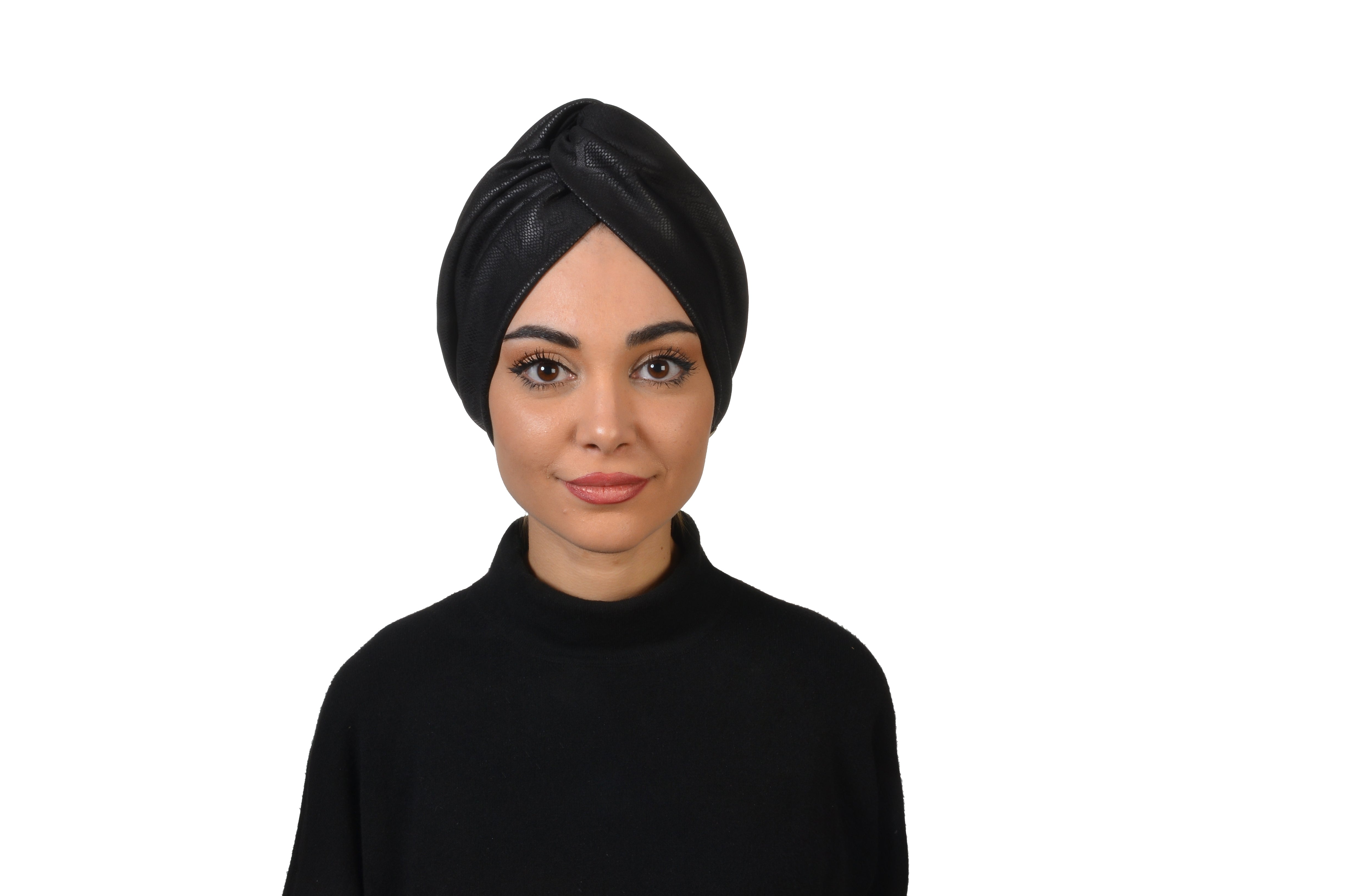 Sahara Vegan Deri Burgulu Bone - Çift Taraflı - Kalın Kumaş - Siyah Renk - BitterColors