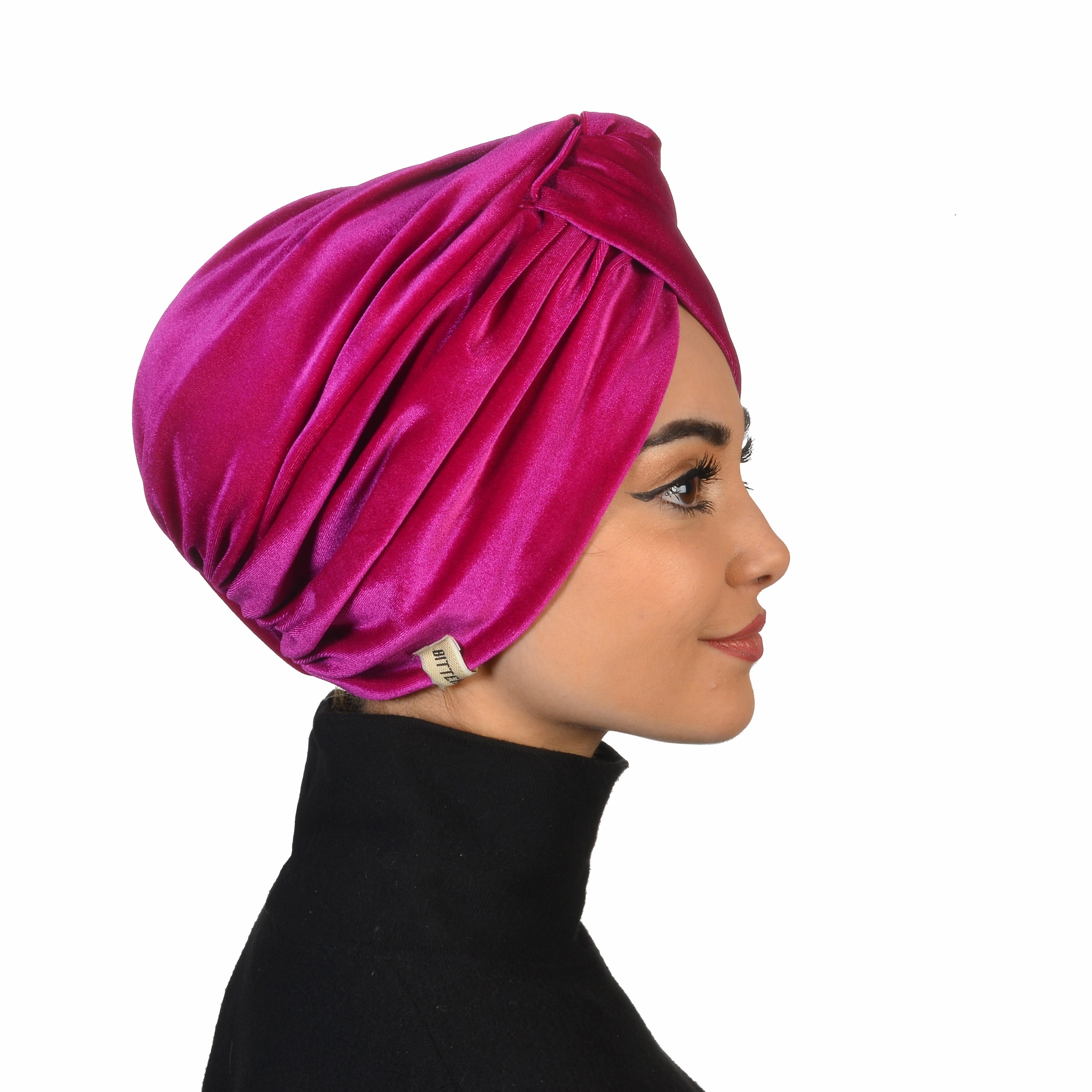 Burgulu Kadife Kumaş Bone - Çift Taraflı - Fuşya Rengi - BitterColors