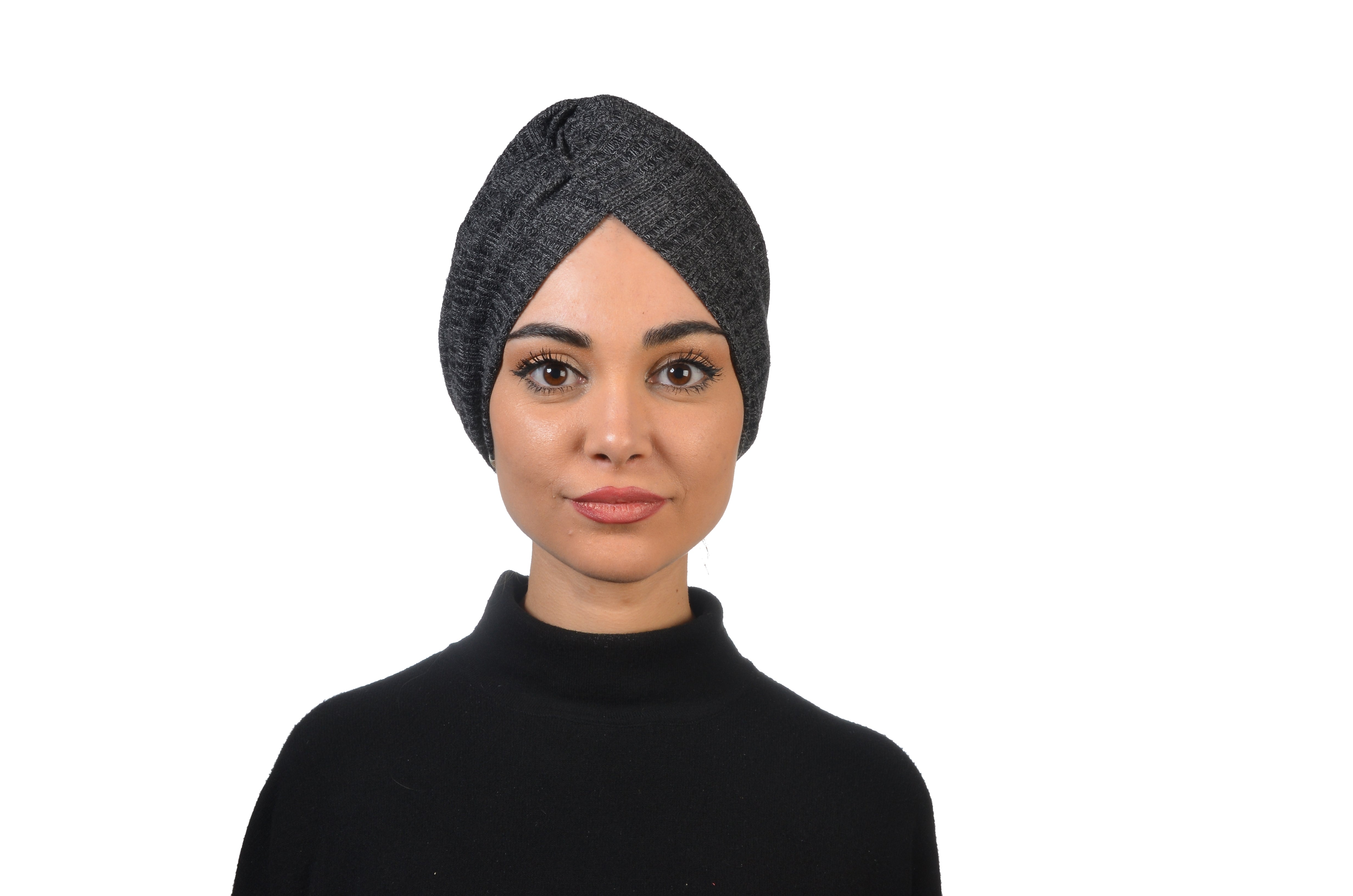 Burgulu Örme Bone - Esnek Triko Kumaş - Antrasit Rengi - BitterColors