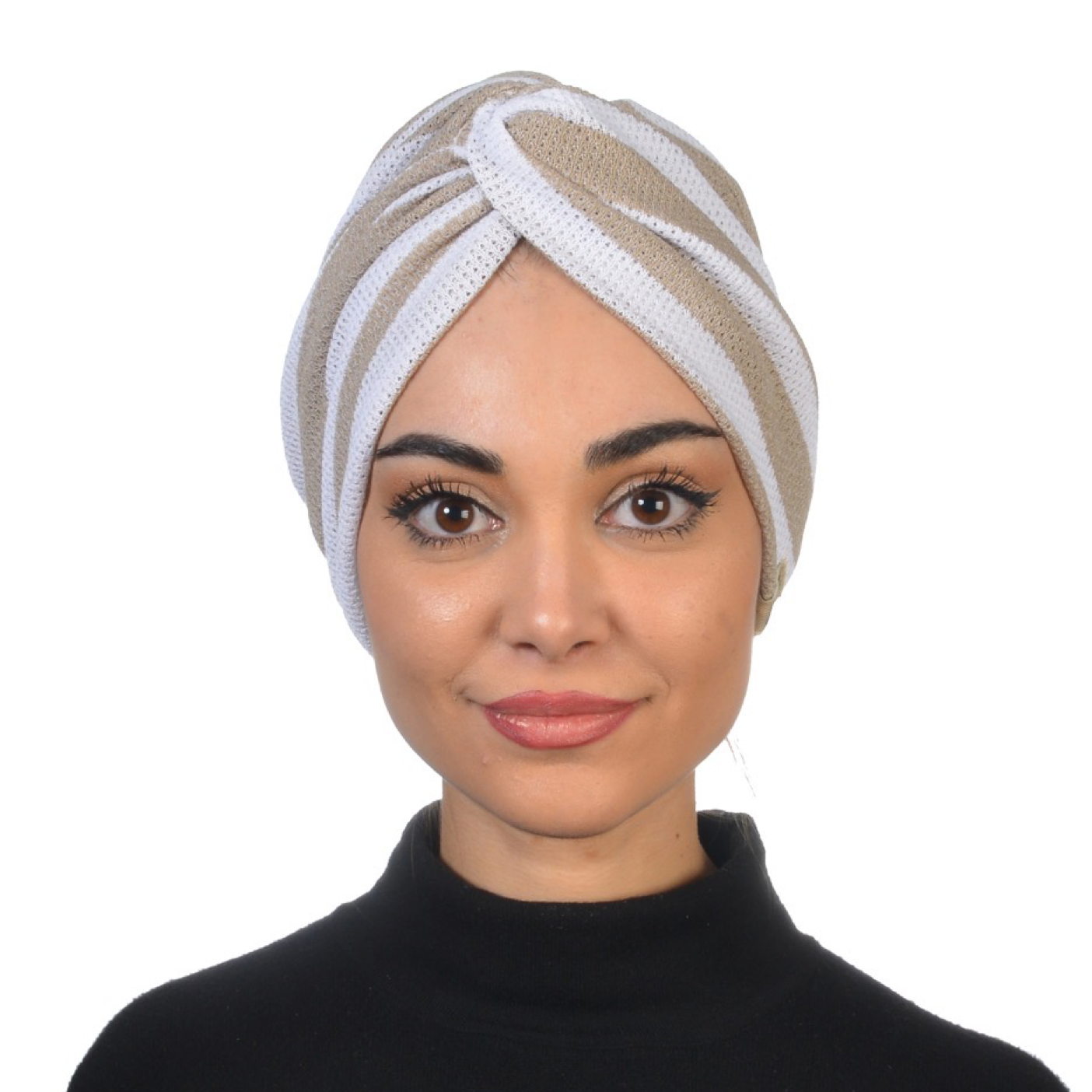 Beignet Burgulu Bone - Örme/Triko Kumaş - Çift Taraflı Kullanım - Beyaz/Bej Renkli - BitterColors