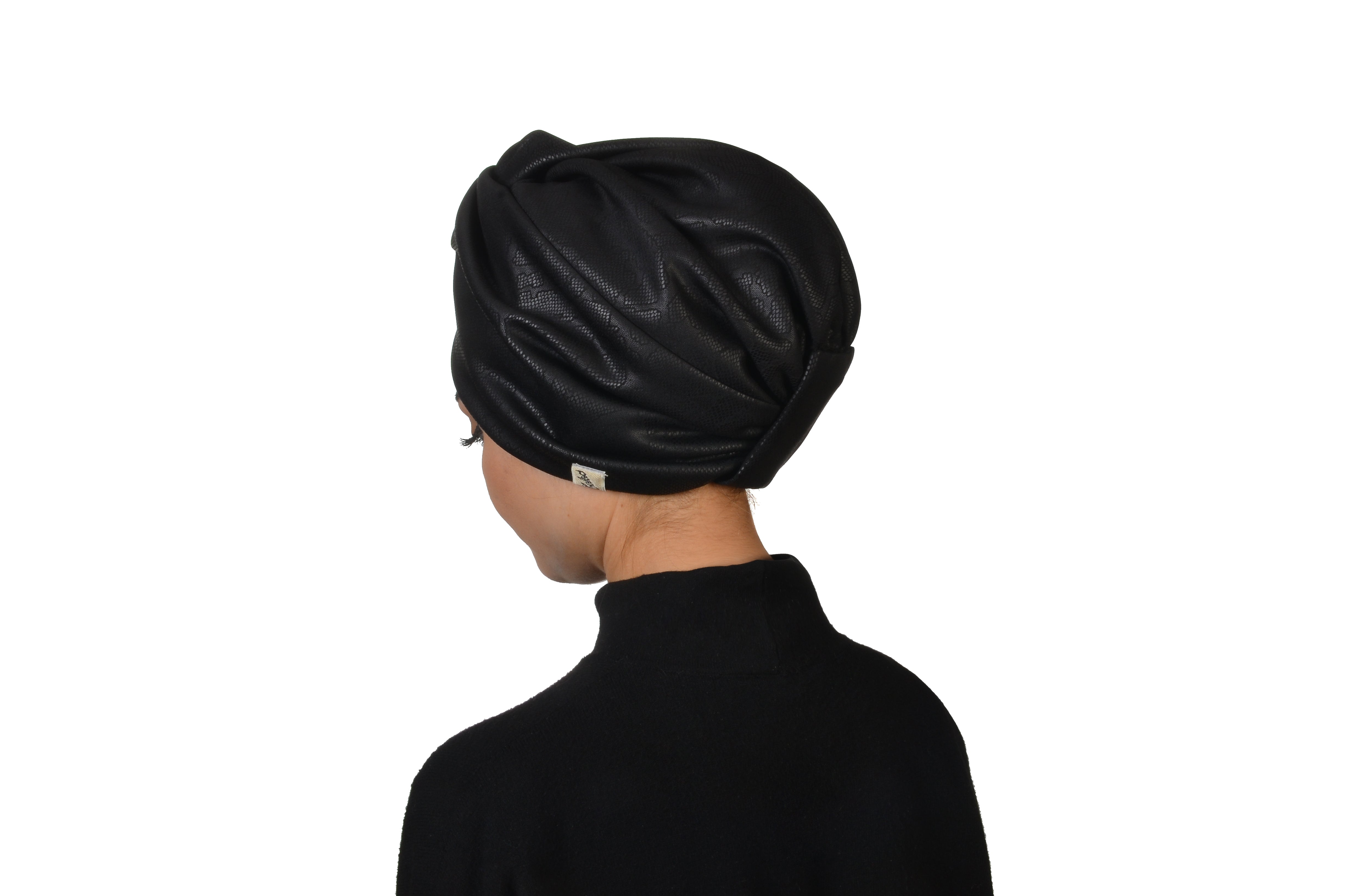 Sahara Vegan Deri Burgulu Bone - Çift Taraflı - Kalın Kumaş - Siyah Renk - BitterColors