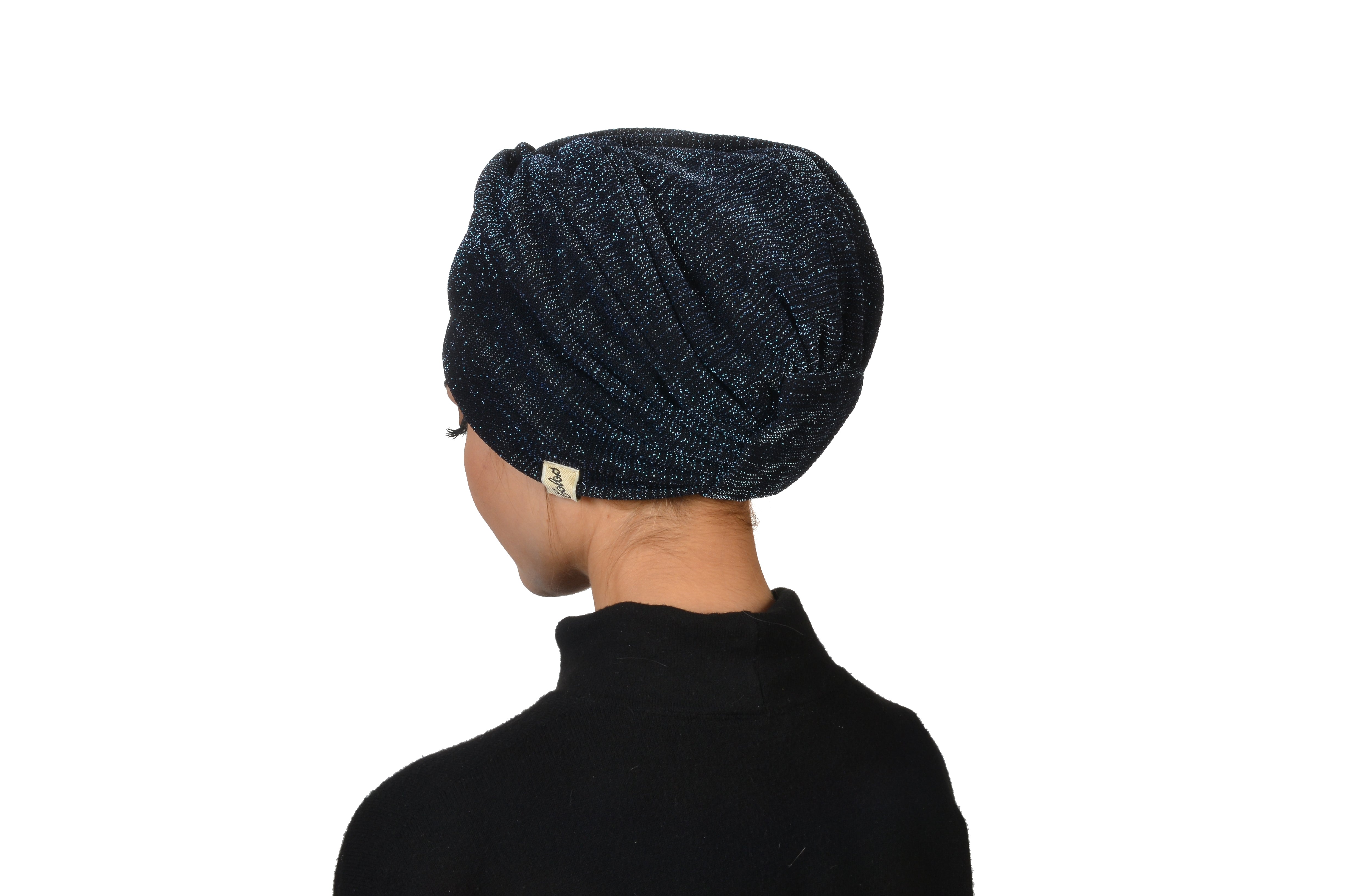 Burgulu Gece Mavisi Bone - Esnek Simli Kumaş - Çift Taraflı - BitterColors