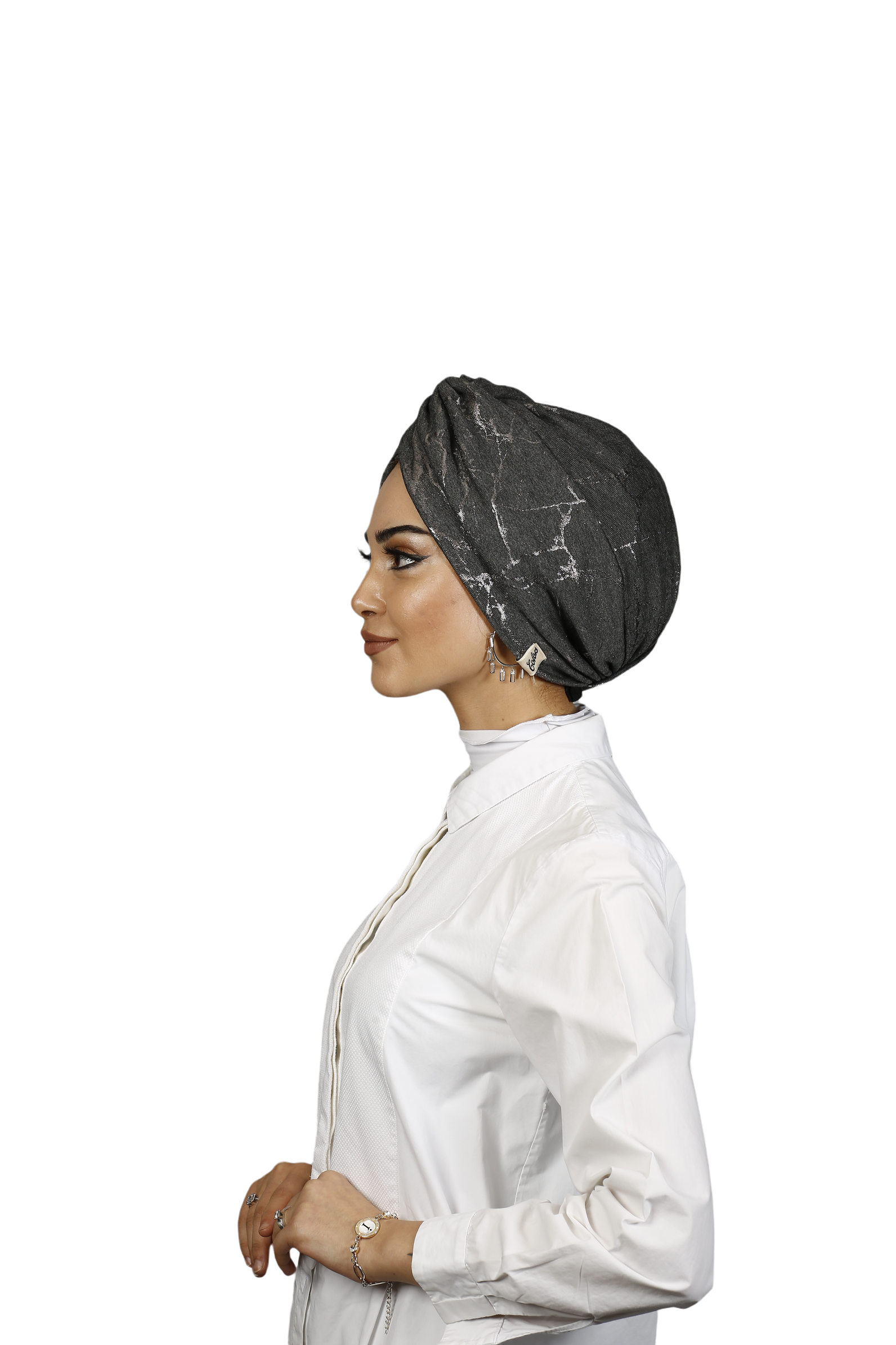 Burgulu Penye Bone - Simli Kumaş - Antrasit Rengi - BitterColors