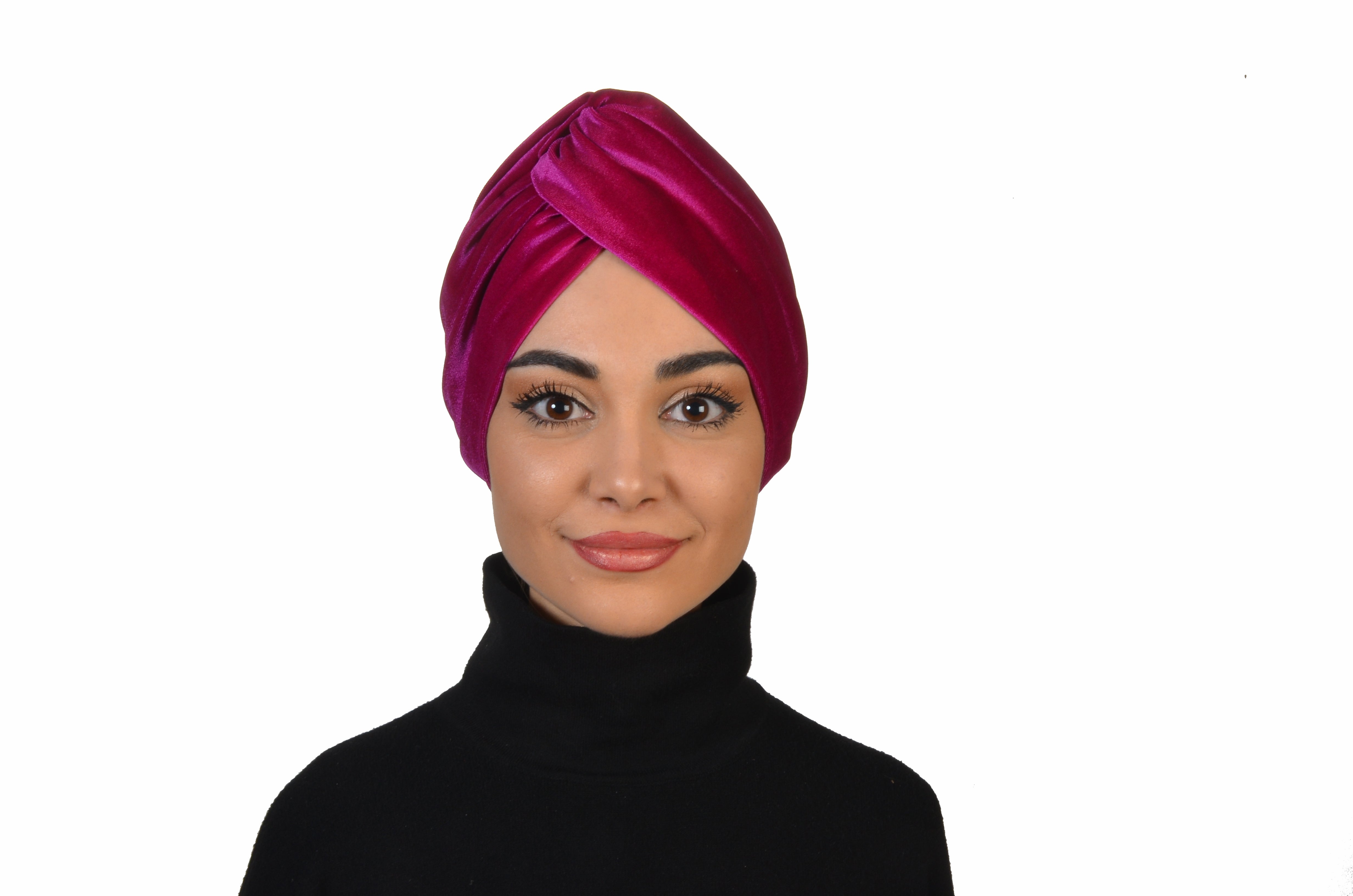 Burgulu Kadife Kumaş Bone - Çift Taraflı - Fuşya Rengi - BitterColors