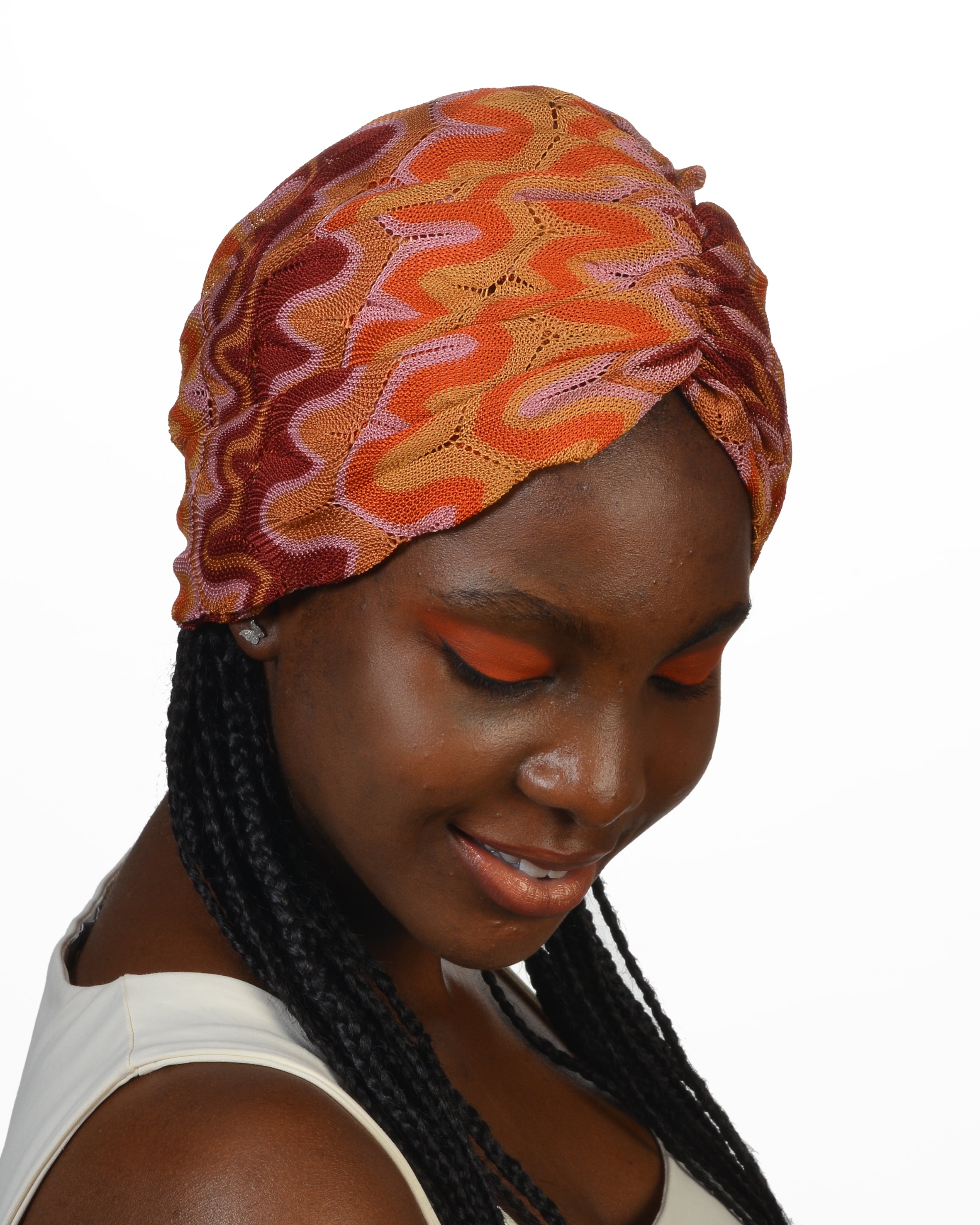 Suna Büzgülü Bone - Örme/Triko Kumaş - Çok Renkli/Turuncu - BitterColors