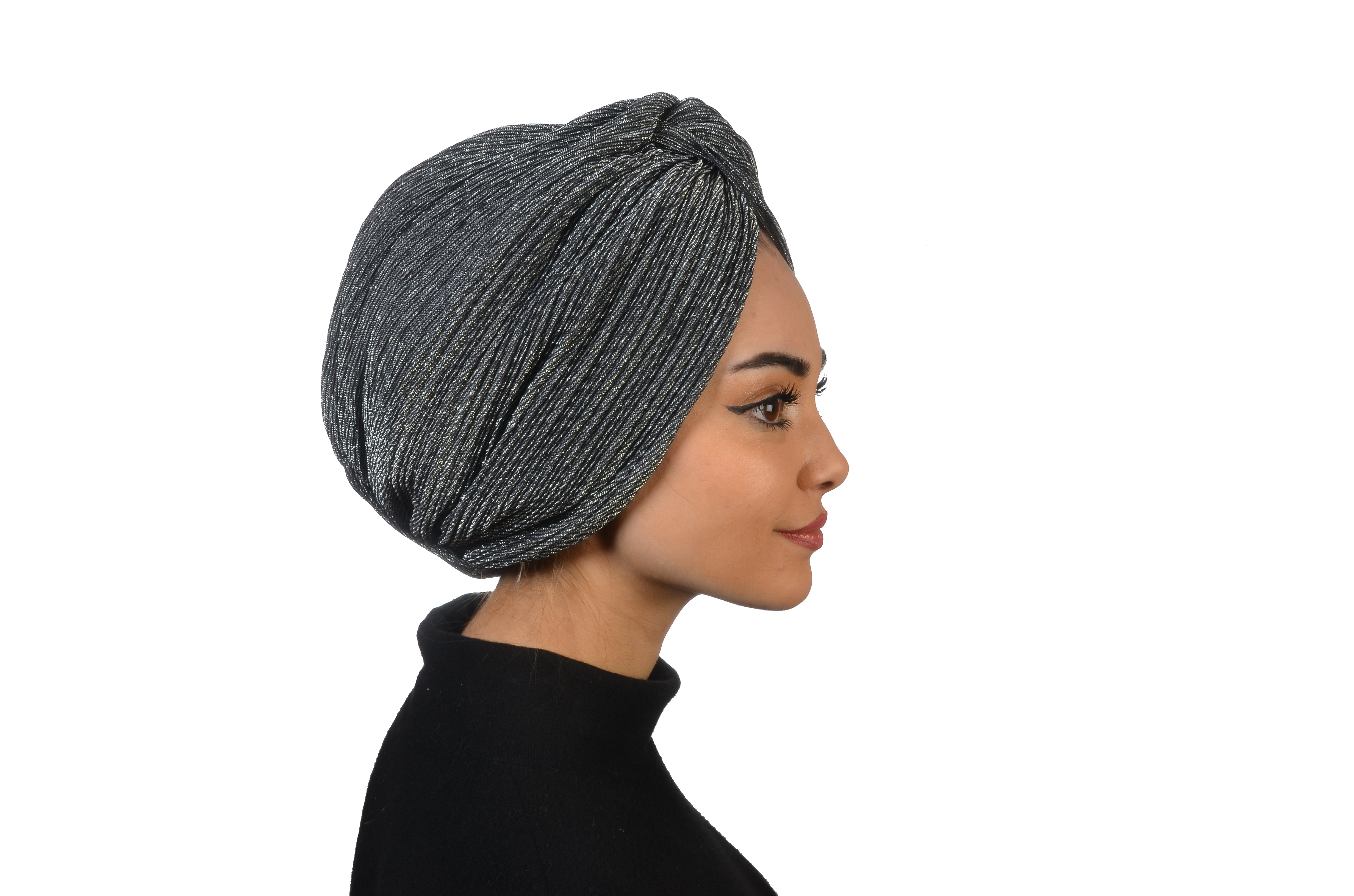 Burgulu Bone - Pliseli Simli Kumaş - Gümüş Renk - BitterColors