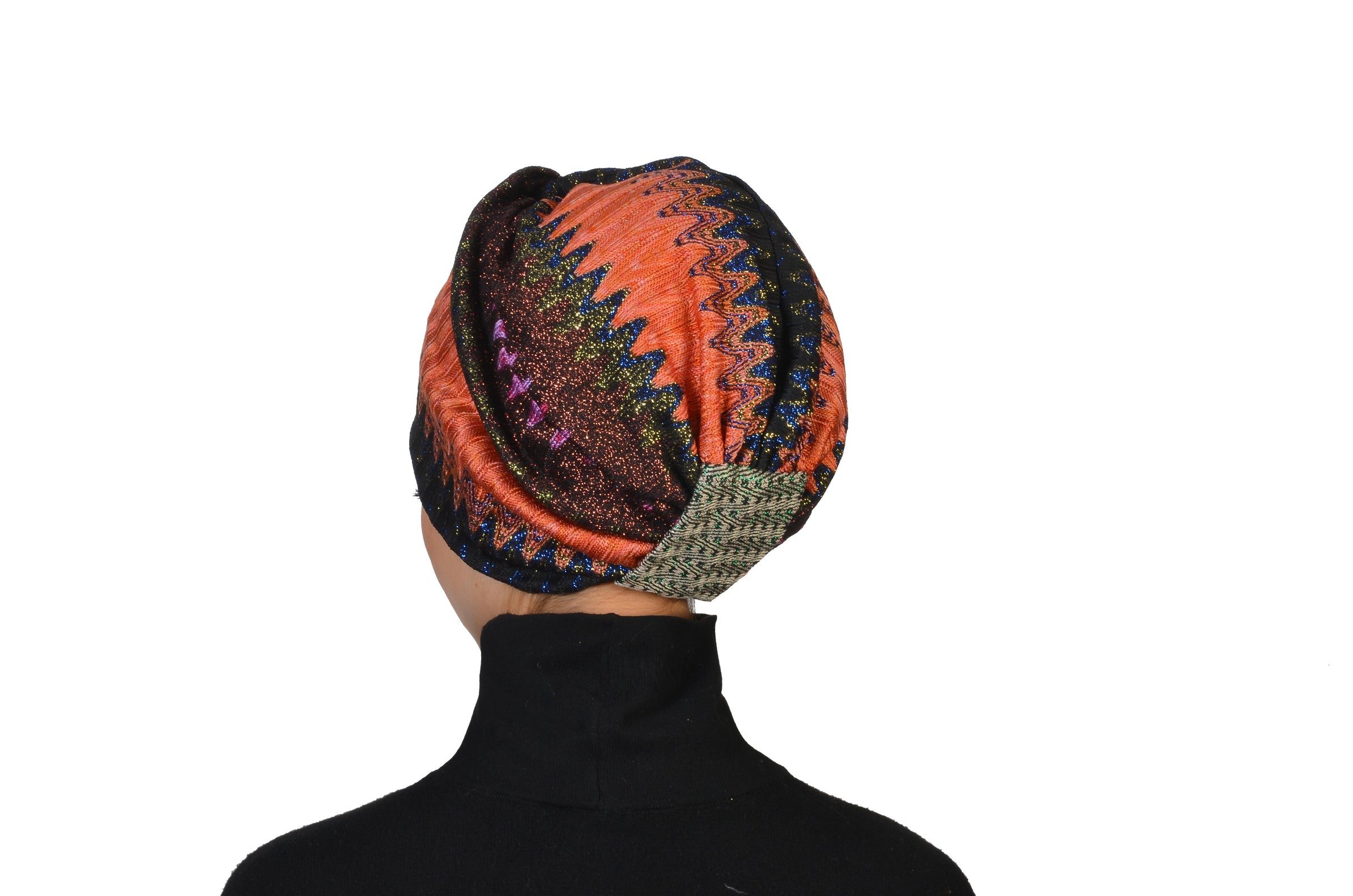 ZikZak Desenli Burgulu Bone - Esnek Örme/Triko Kumaş - Çift Taraflı - BitterColors