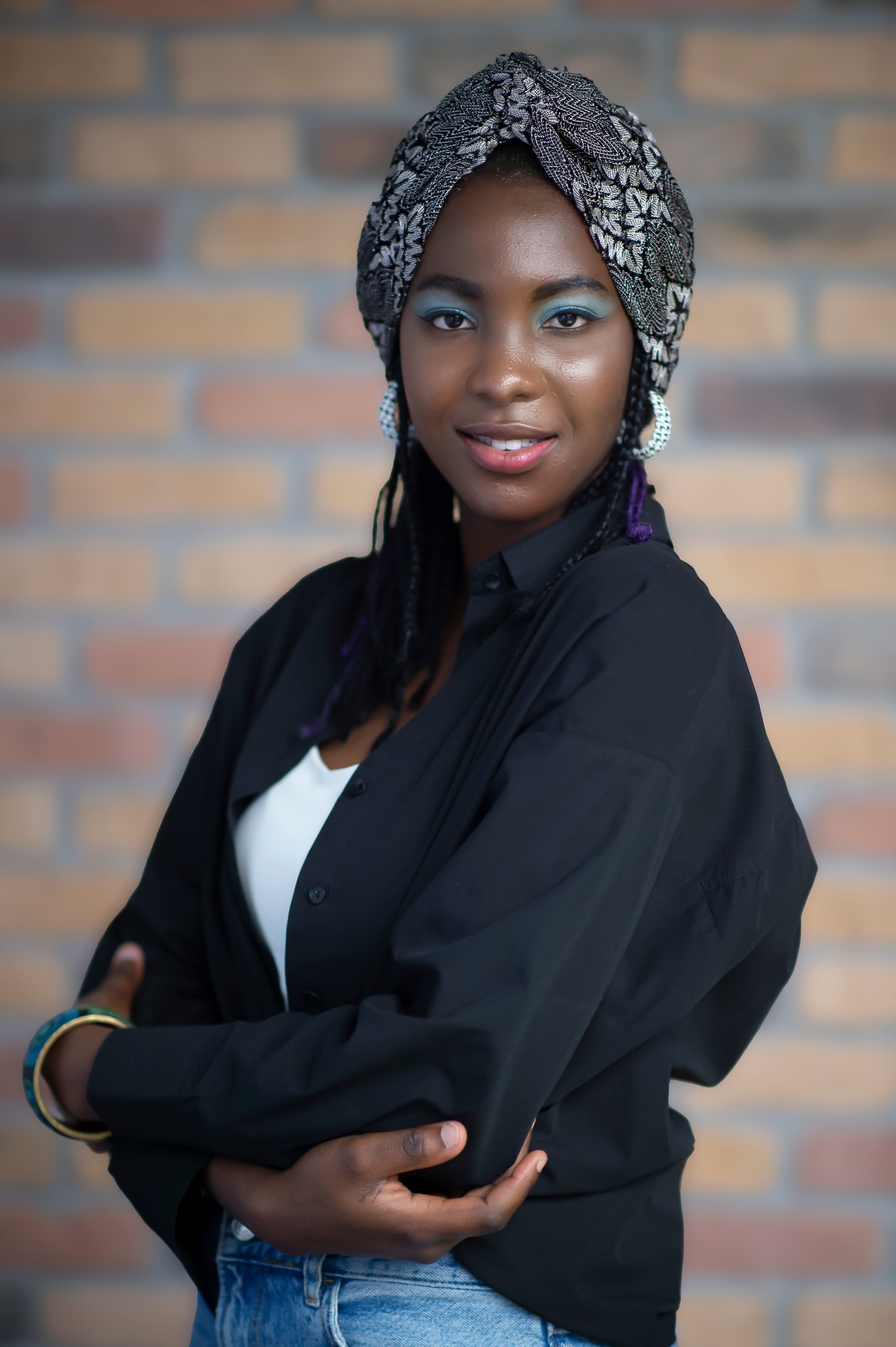 Twisted Mink ZikZak Desenli Burgulu Bone - Triko Kumaş - Çift Taraflı - Siyah Vizon - BitterColors