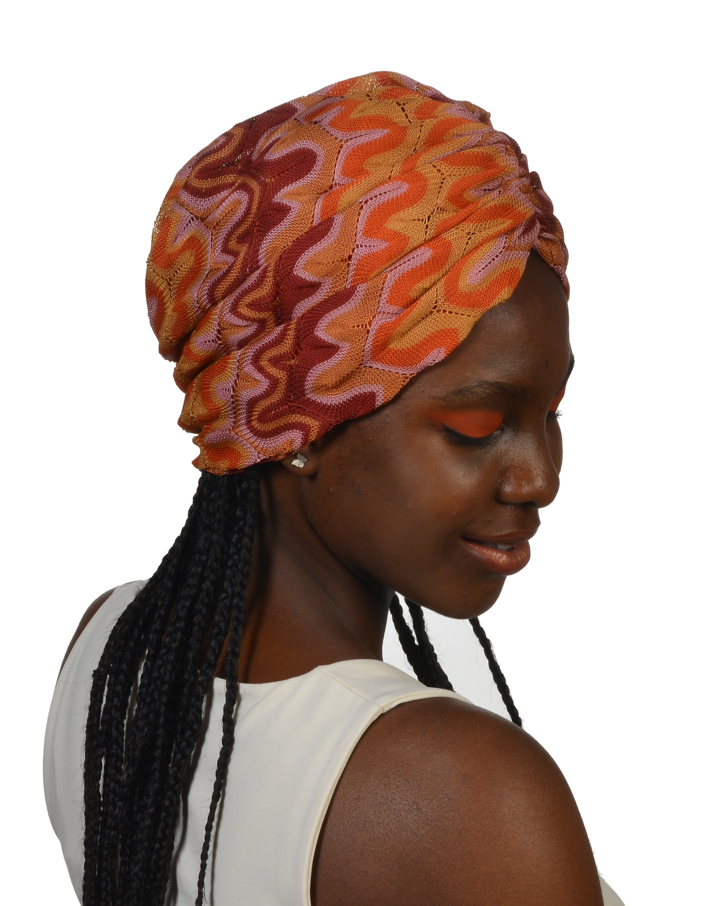 Suna Büzgülü Bone - Örme/Triko Kumaş - Çok Renkli/Turuncu - BitterColors