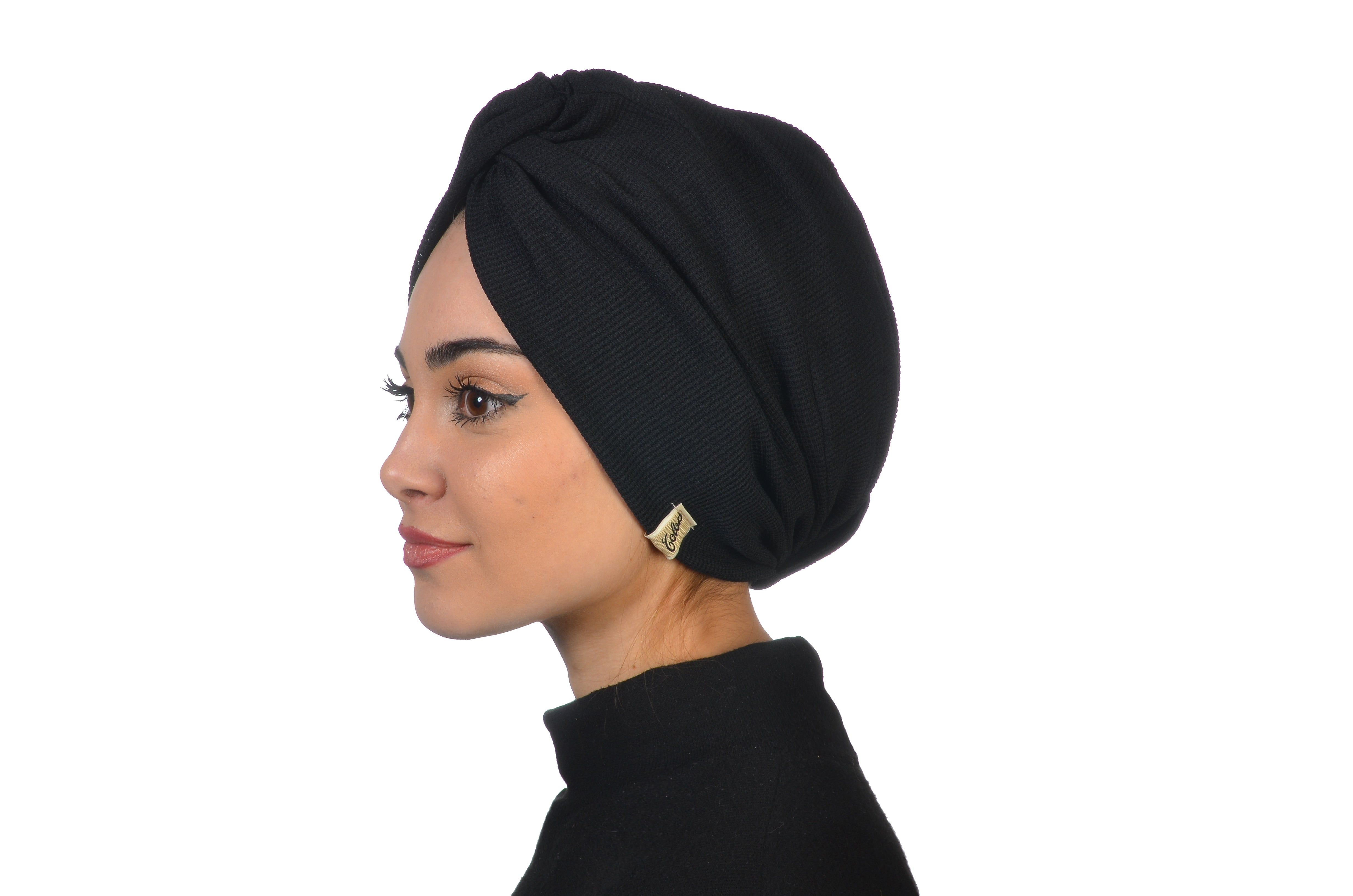 Twisted Comfy Black - Burgulu Bone - Esnek Triko Kumaş - Siyah Renk - BitterColors