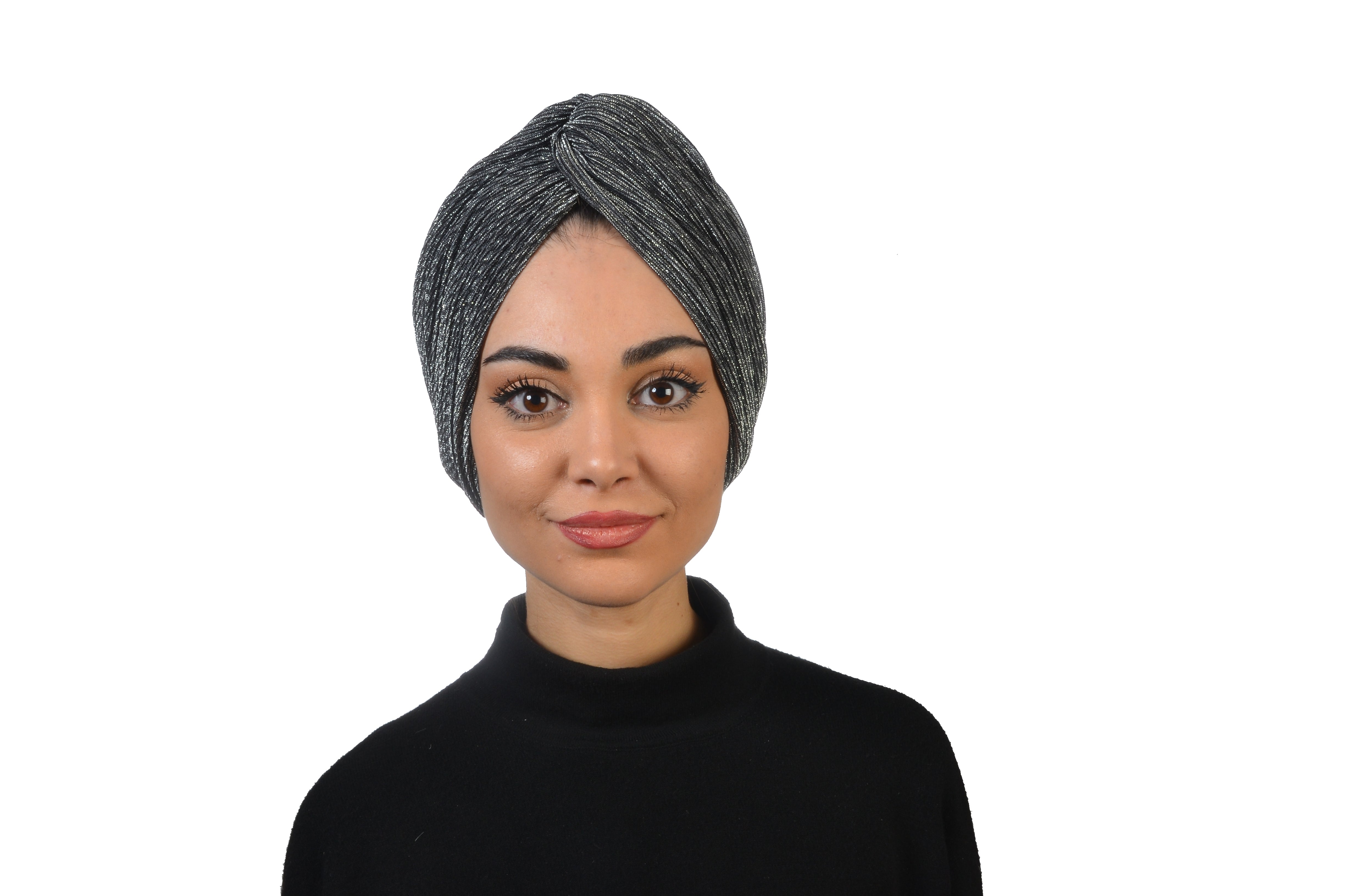 Burgulu Bone - Pliseli Simli Kumaş - Gümüş Renk - BitterColors