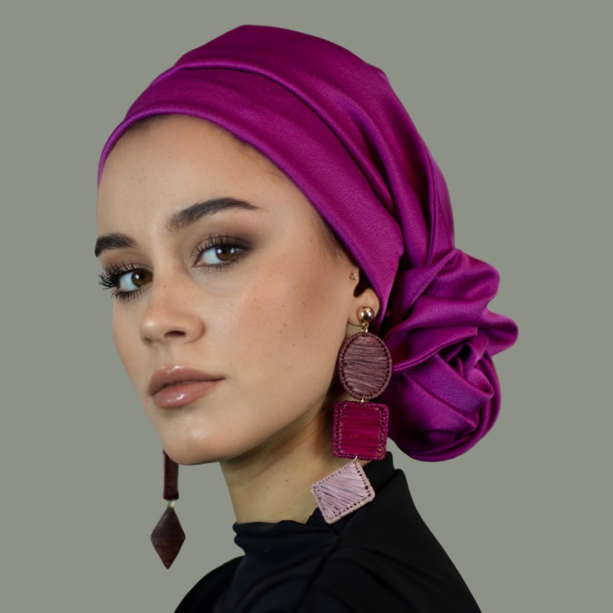 Dubai Krep Saten Bone - Bağlamalı Bone - BitterColors
