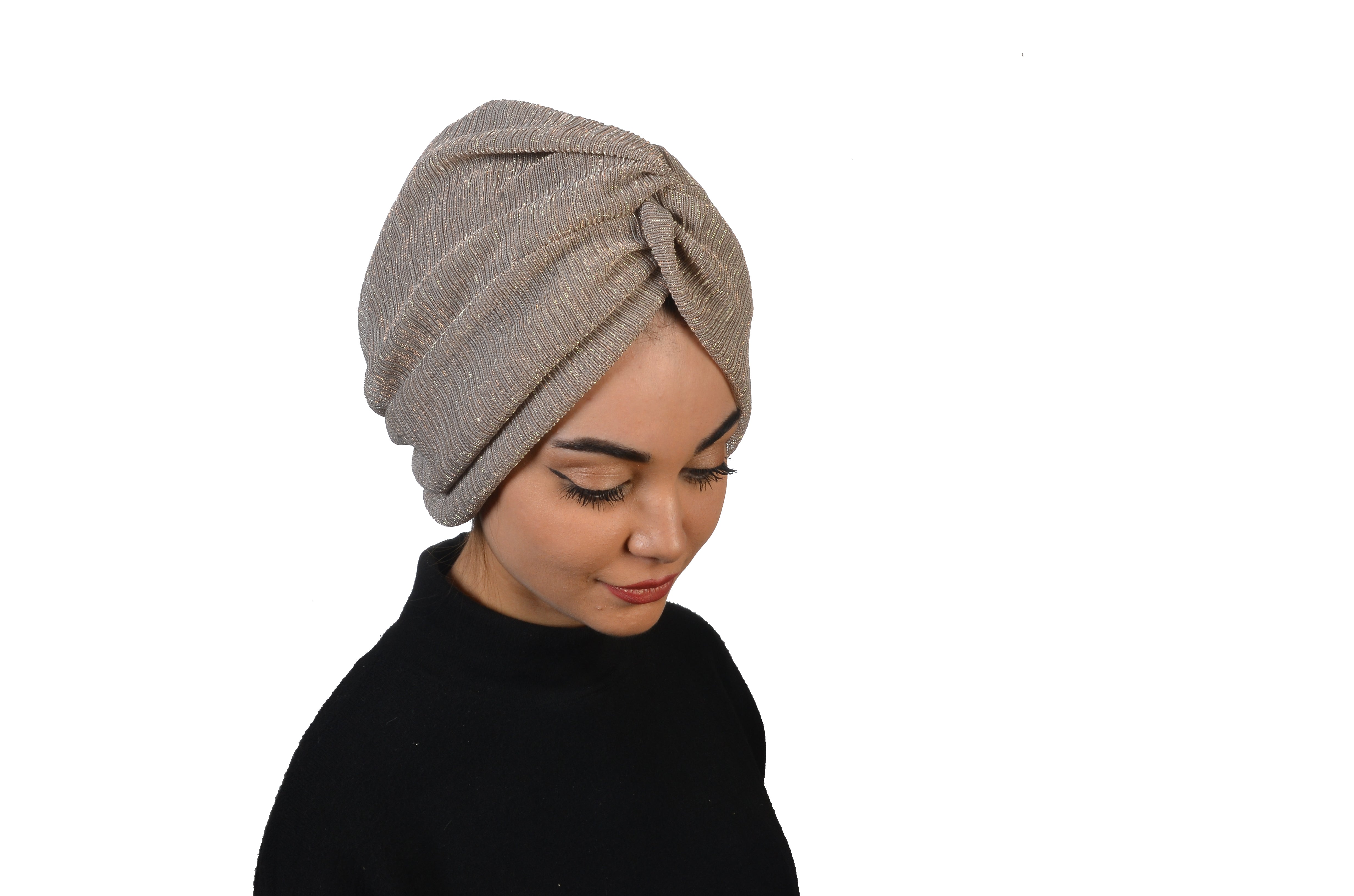 Burgulu Bone - Simli Pilise Kumaş - Krem Rengi - BitterColors