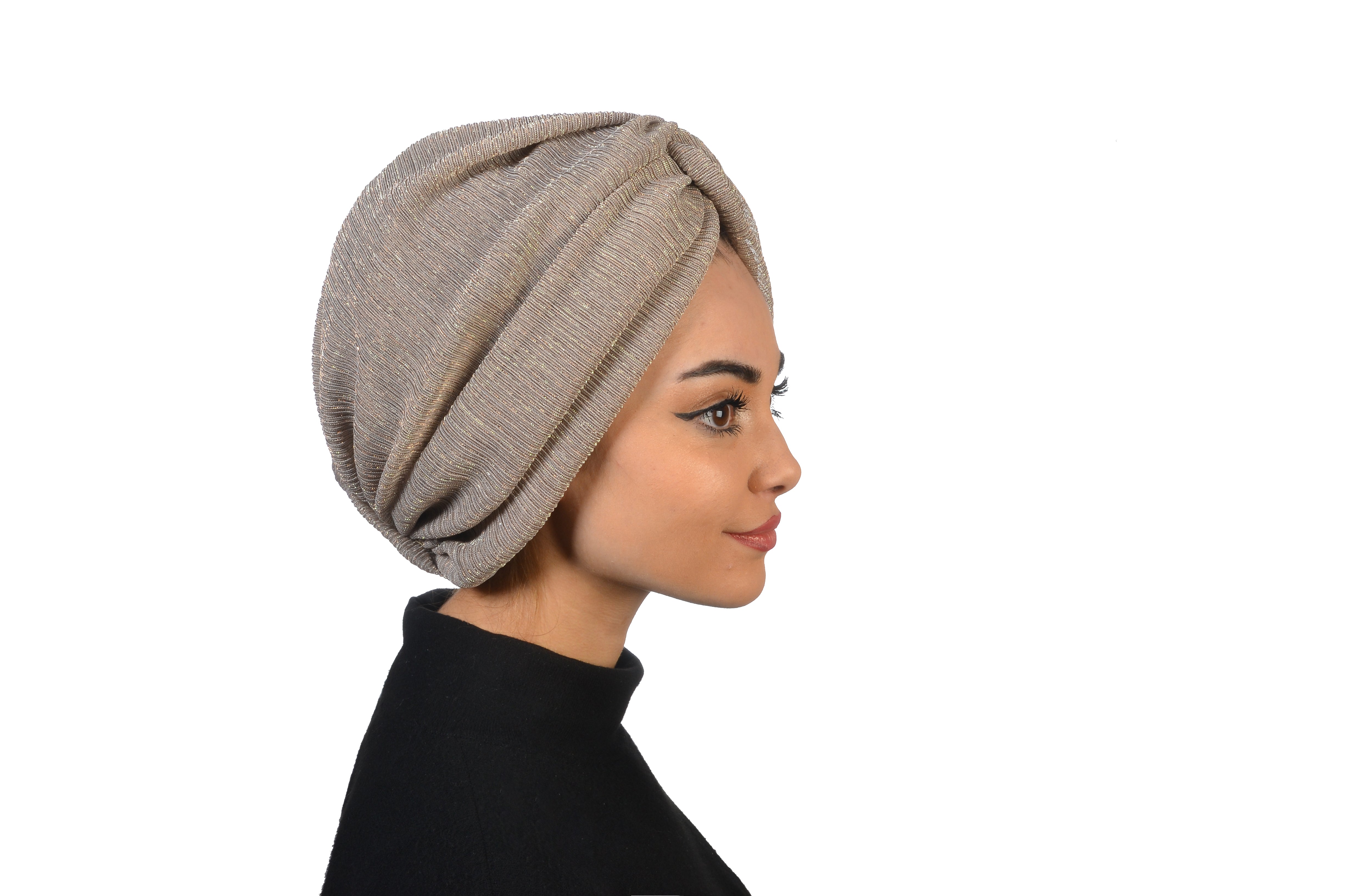 Burgulu Bone - Simli Pilise Kumaş - Krem Rengi - BitterColors