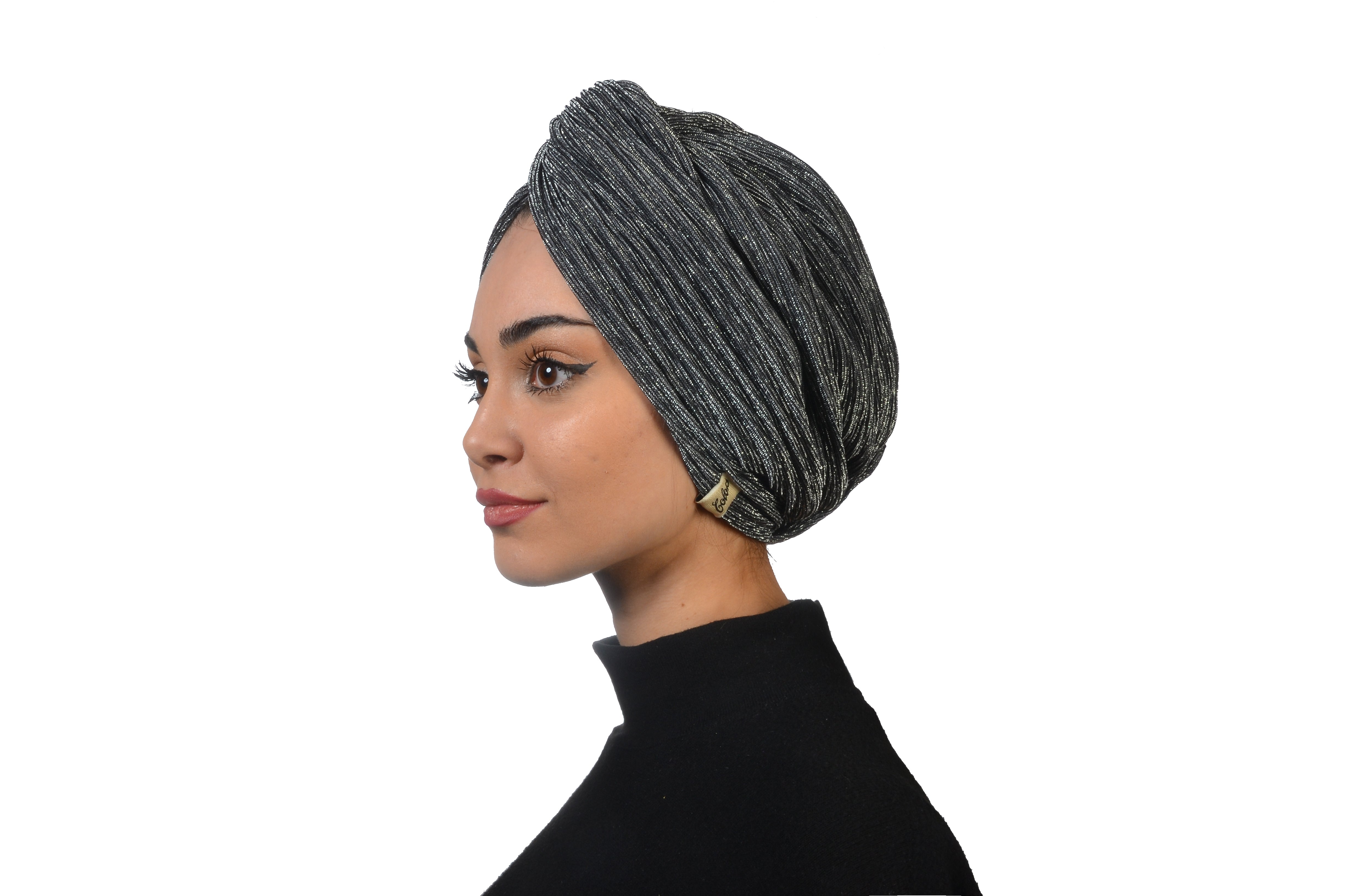 Burgulu Bone - Pliseli Simli Kumaş - Gümüş Renk - BitterColors