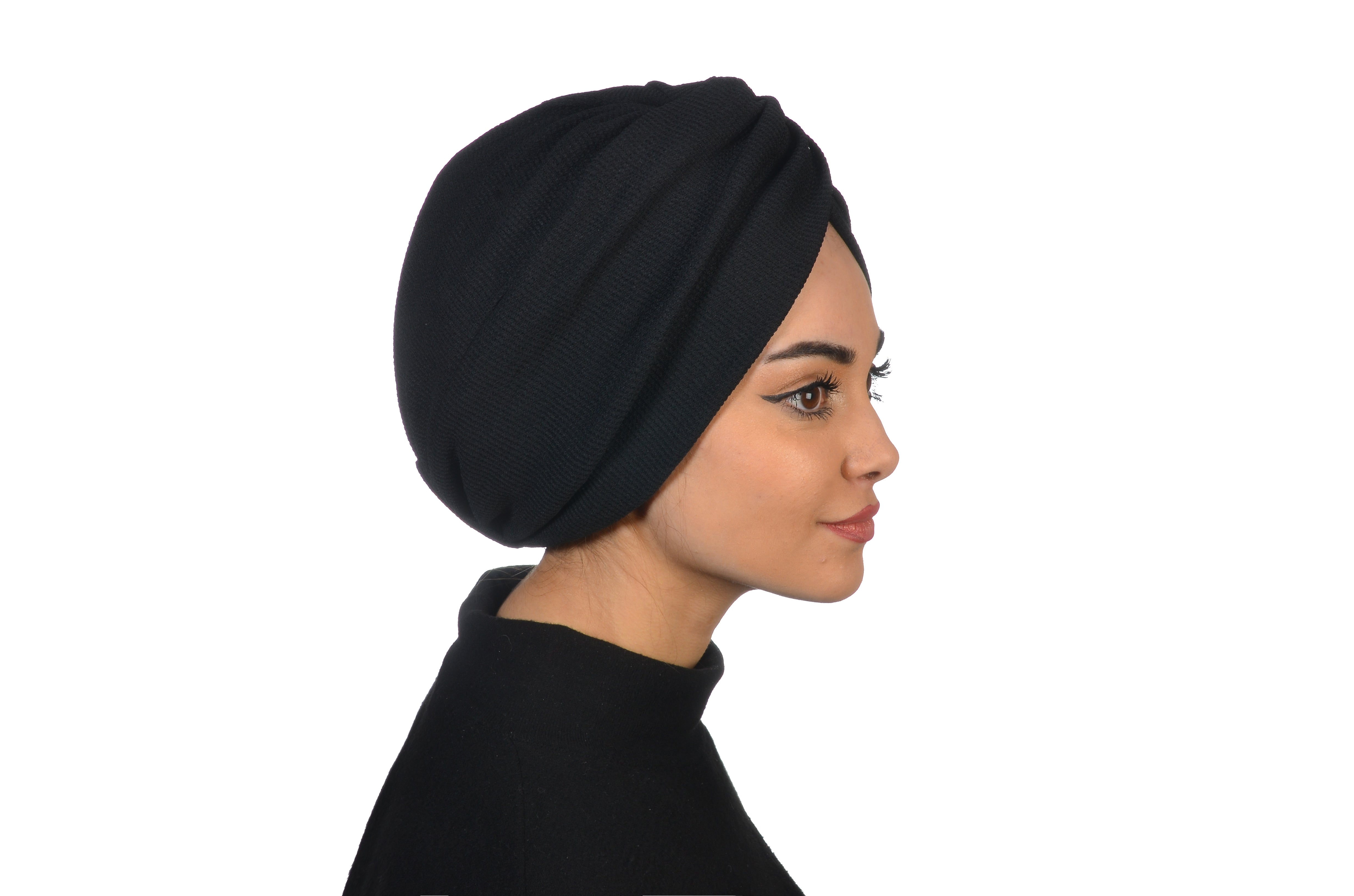 Twisted Comfy Black - Burgulu Bone - Esnek Triko Kumaş - Siyah Renk - BitterColors