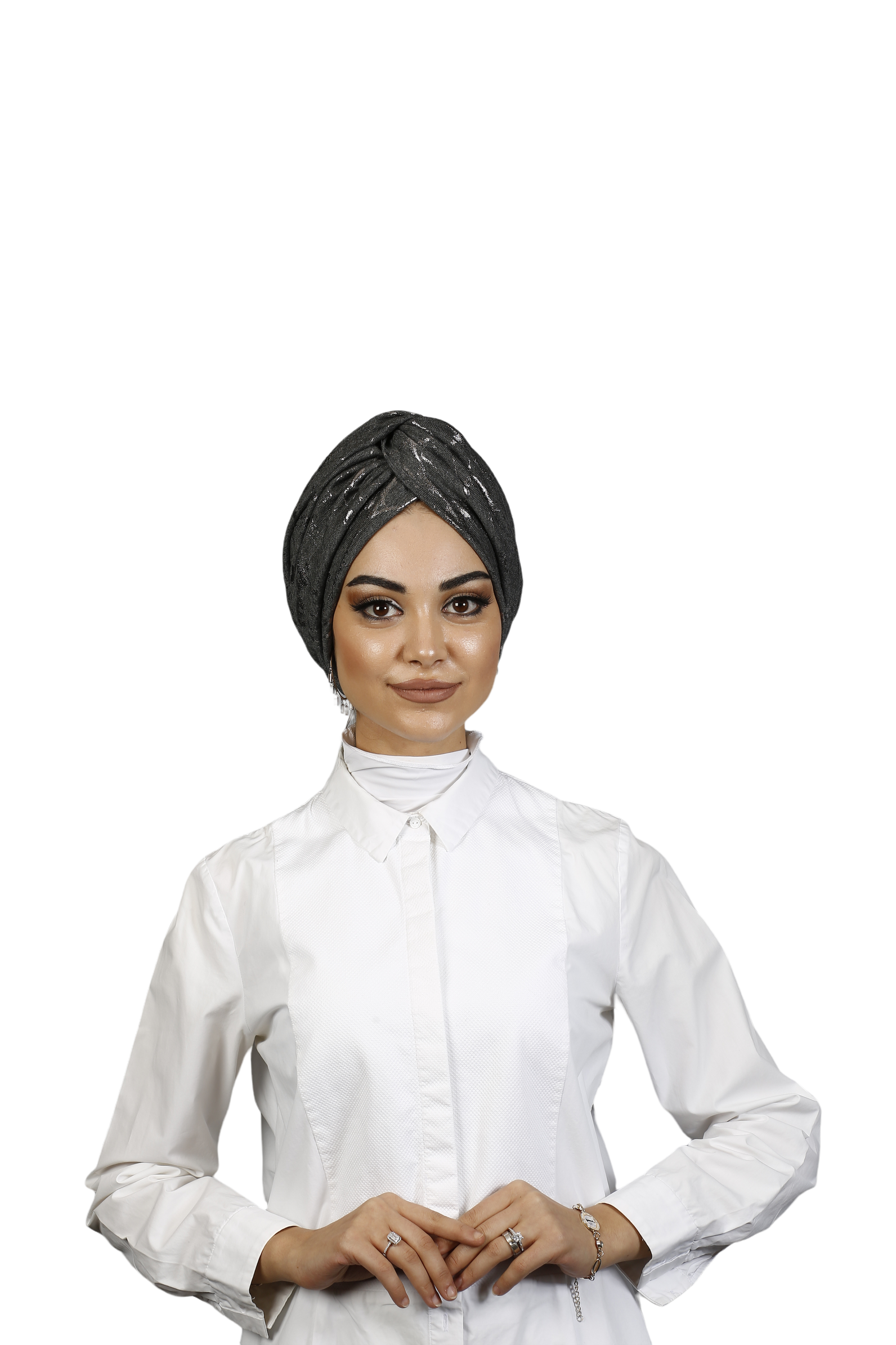 Burgulu Penye Bone - Simli Kumaş - Antrasit Rengi - BitterColors