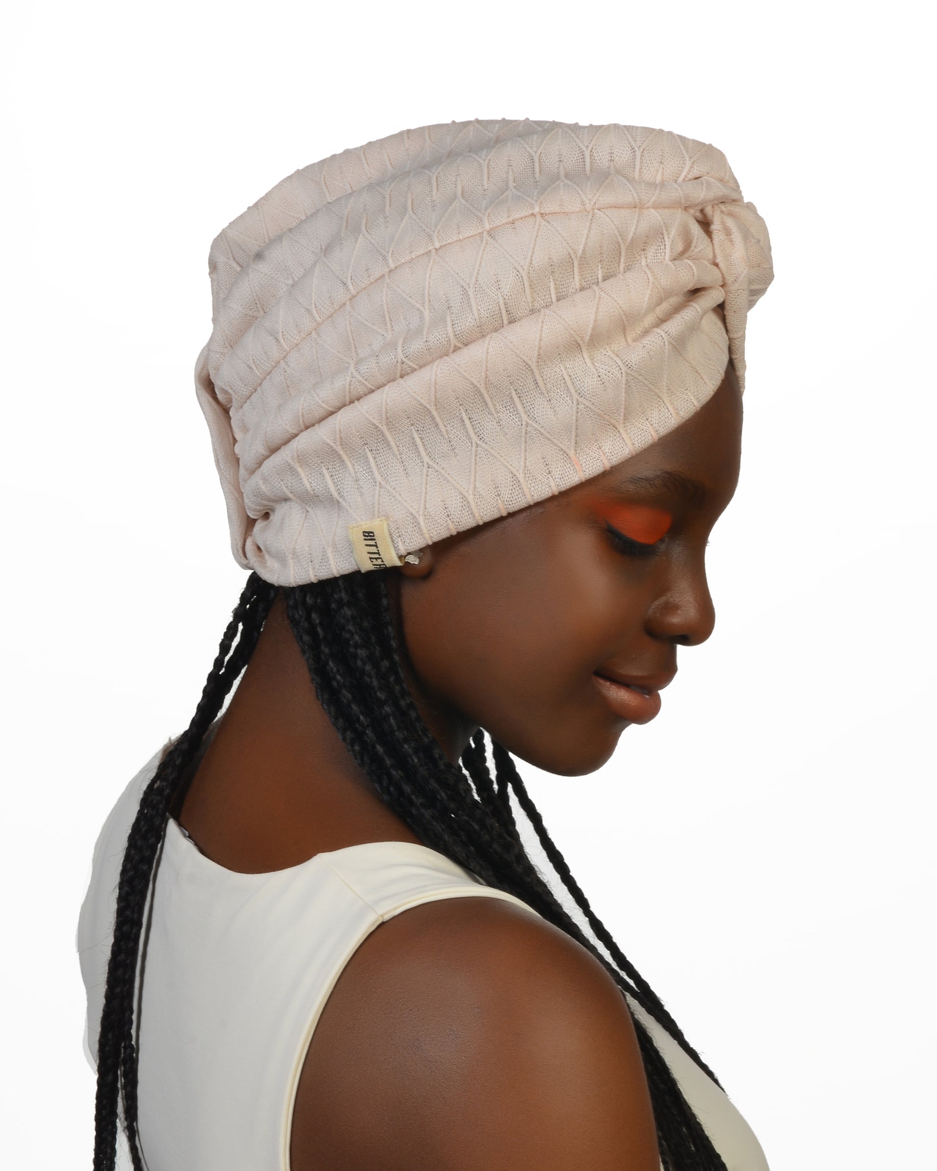 Twisted Mine Burgulu Bone - Esnek Triko Kumaş - Krem Rengi - BitterColors