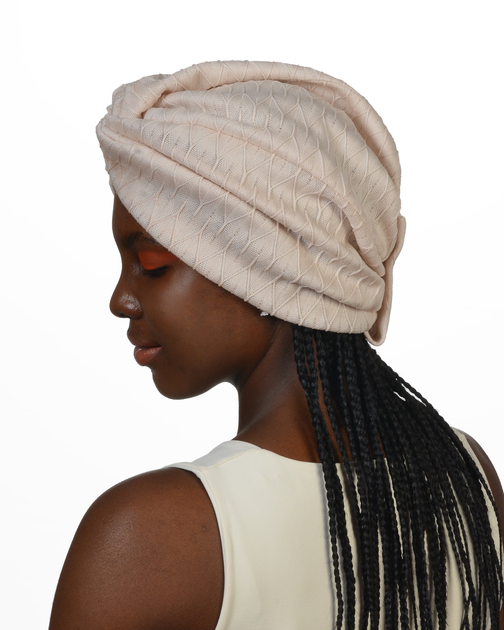 Twisted Mine Burgulu Bone - Esnek Triko Kumaş - Krem Rengi - BitterColors